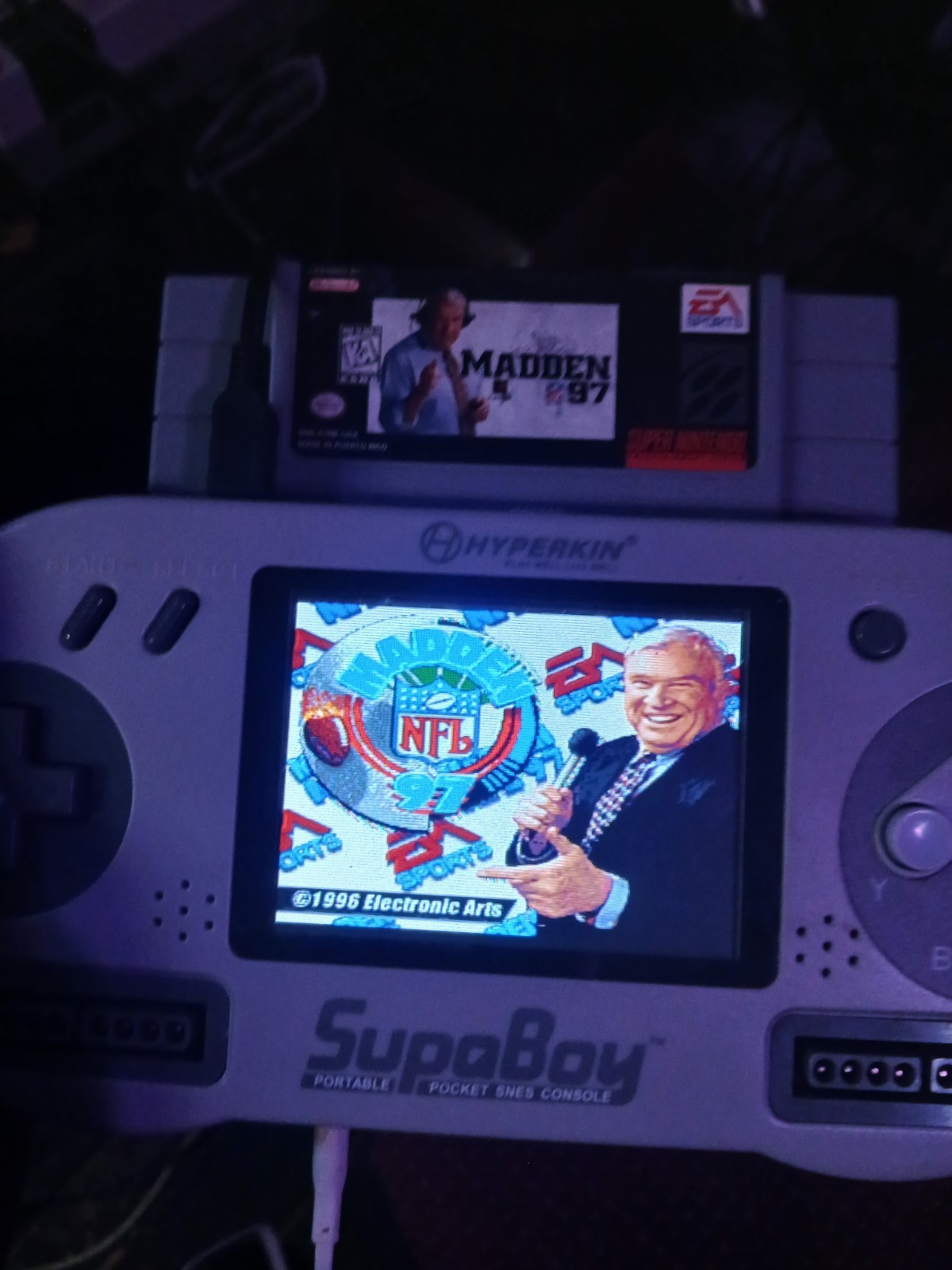 Nintendo SNES SupaBoy Hyperkin in Gray TESTED NO Battery W Madden SNES