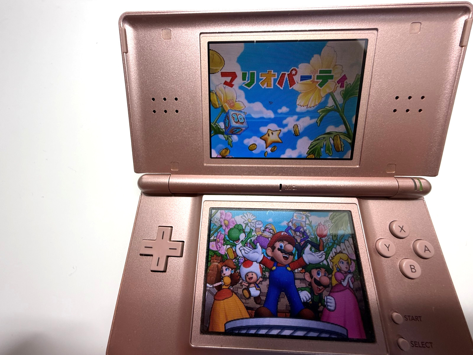 Nintendo DS Lite Metallic Rose Pink Bundle 4 Games USB Charger Tested Japan