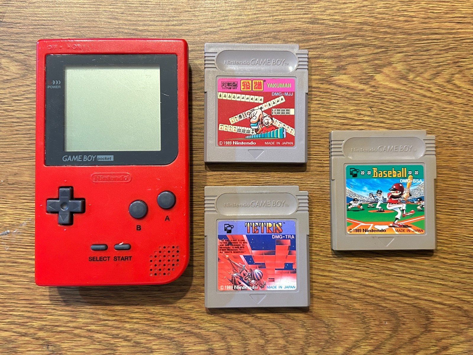 Nintendo Game Boy POCKET Red Handheld Console gameboy & Tetris Mahjong Baseball