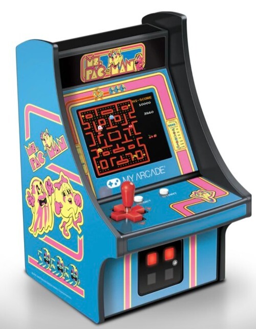 MS.PAC-MAN Micro Player – Collectable Miniature Arcade Cabinet Blue/Pink *NIB!*