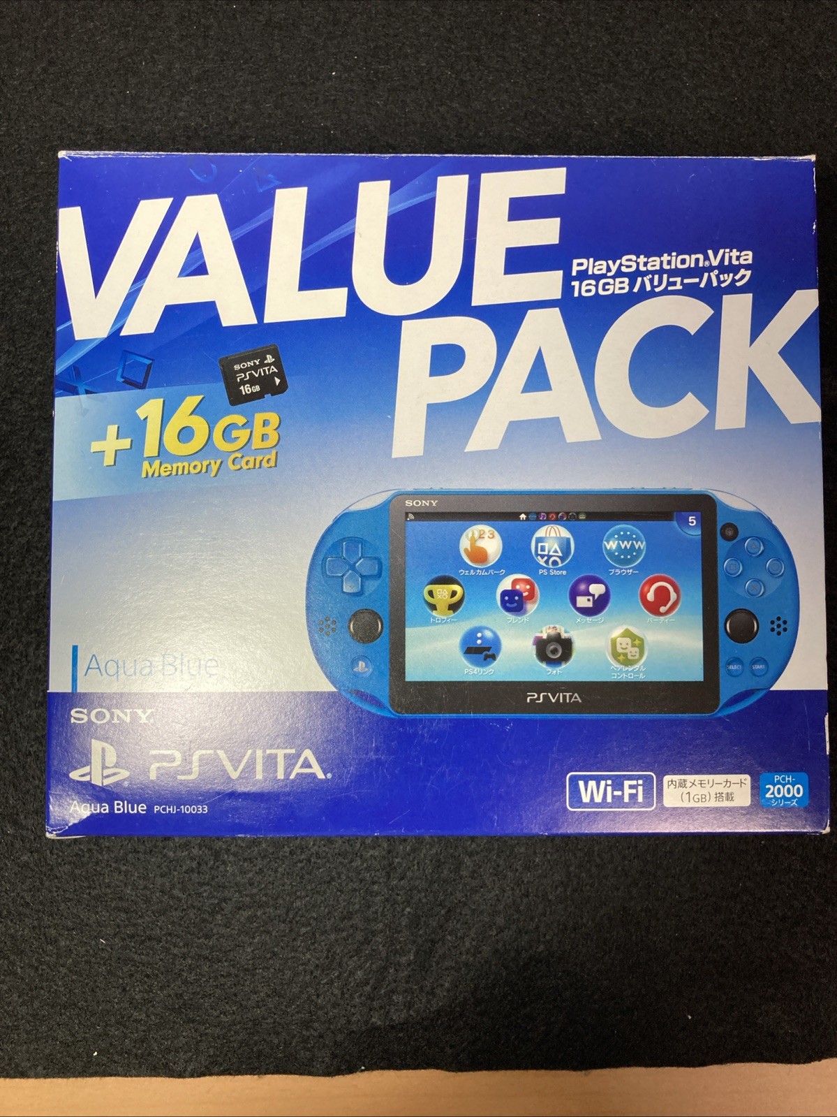 Sony PS Vita PCH-2000 Aqua Blue Value Pack 16GB Memory Card Boxed Japan