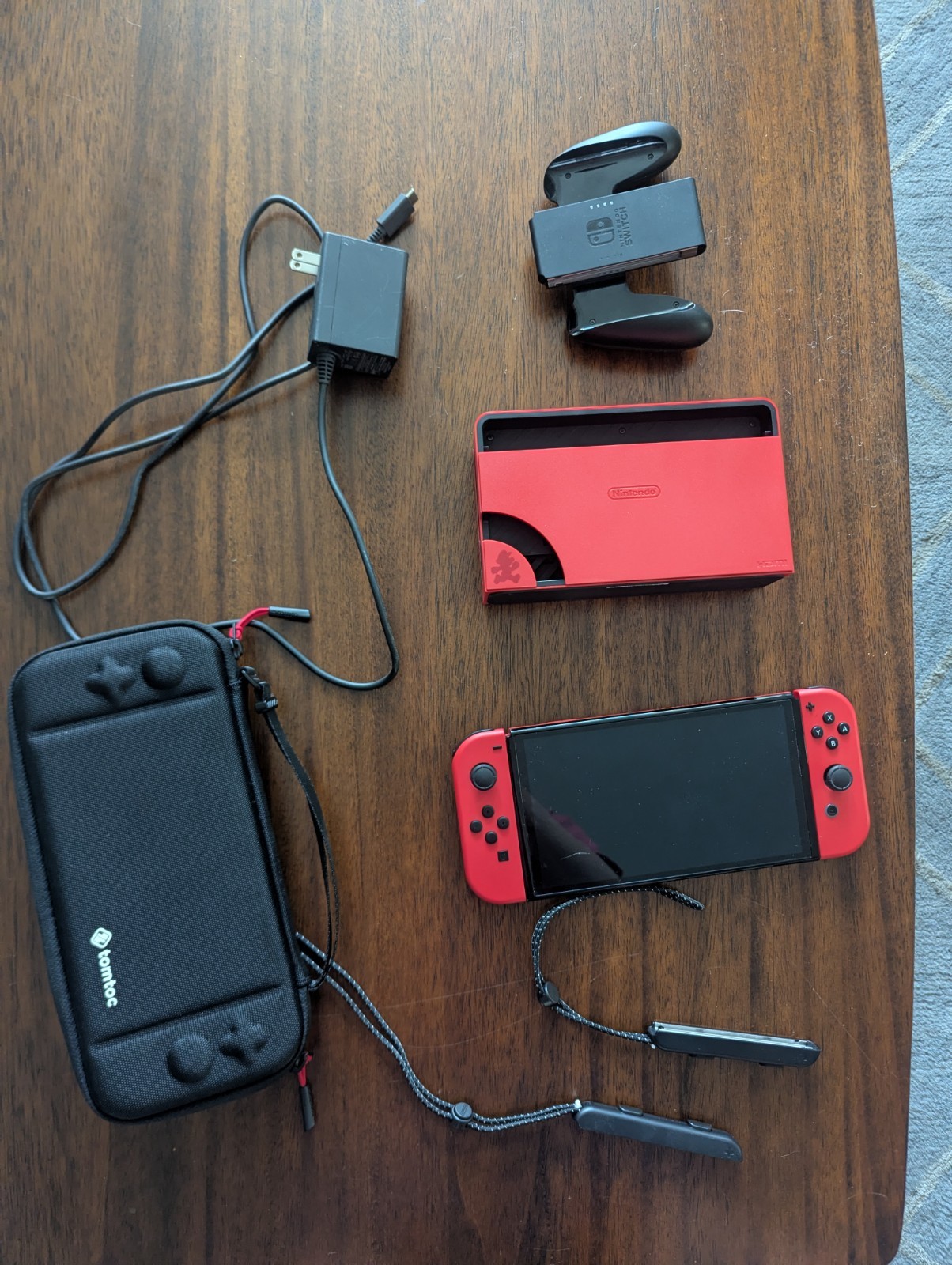 Nintendo Switch (OLED Model) HEG-001 Mario Red Edition 64GB Console With Tomtoc