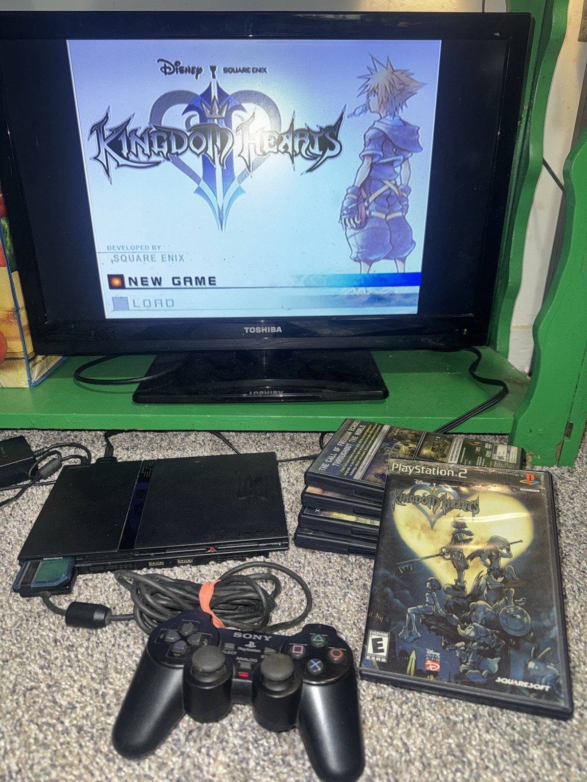 Sony PlayStation 2 Bundle 8mb Card 4 Mystery Games And Kingdom Hearts/Controller