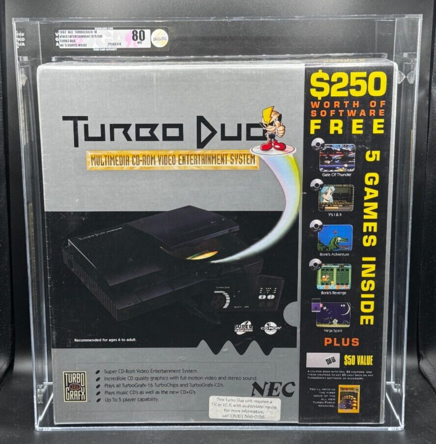 Turbo Duo Turbografx-16 Console W/ Games Bundle NEC Sealed New VGA 80 Graded