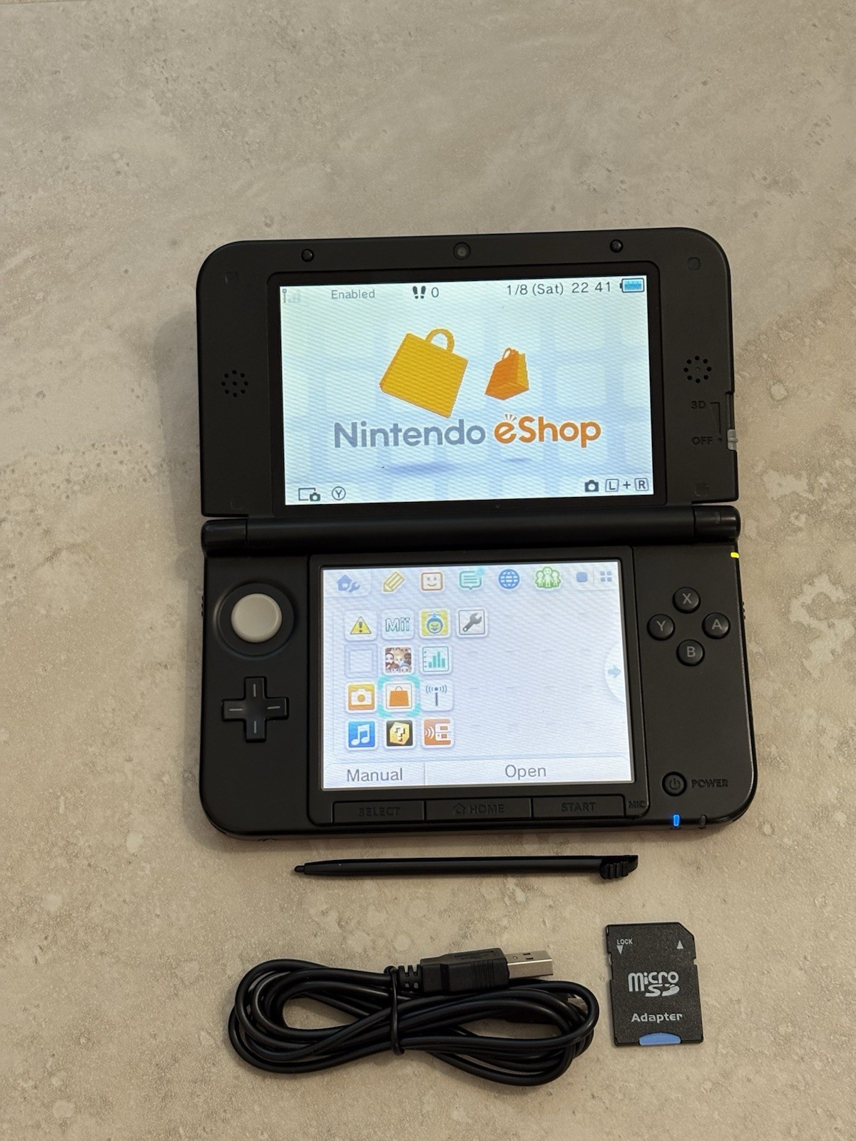 Nintendo 3DS XL LL Red And Black Handheld With Charger And Stylus Very Good