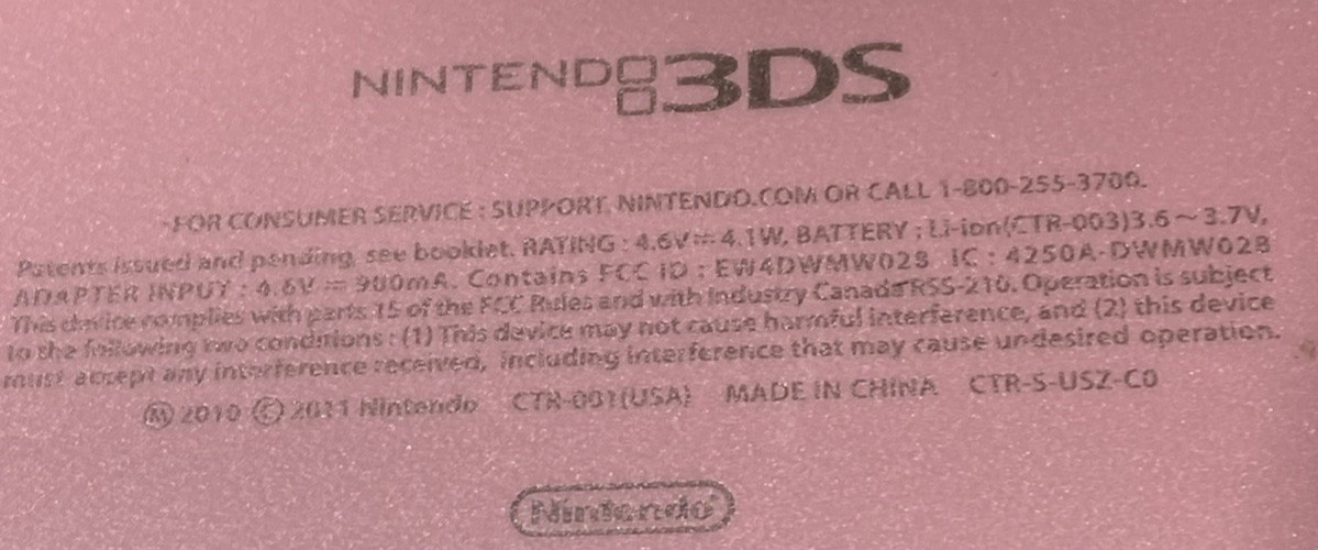 Nintendo 3DS “Pearl Pink” OEM Charger, 2GBcard, Mario tennis game. tested A-1