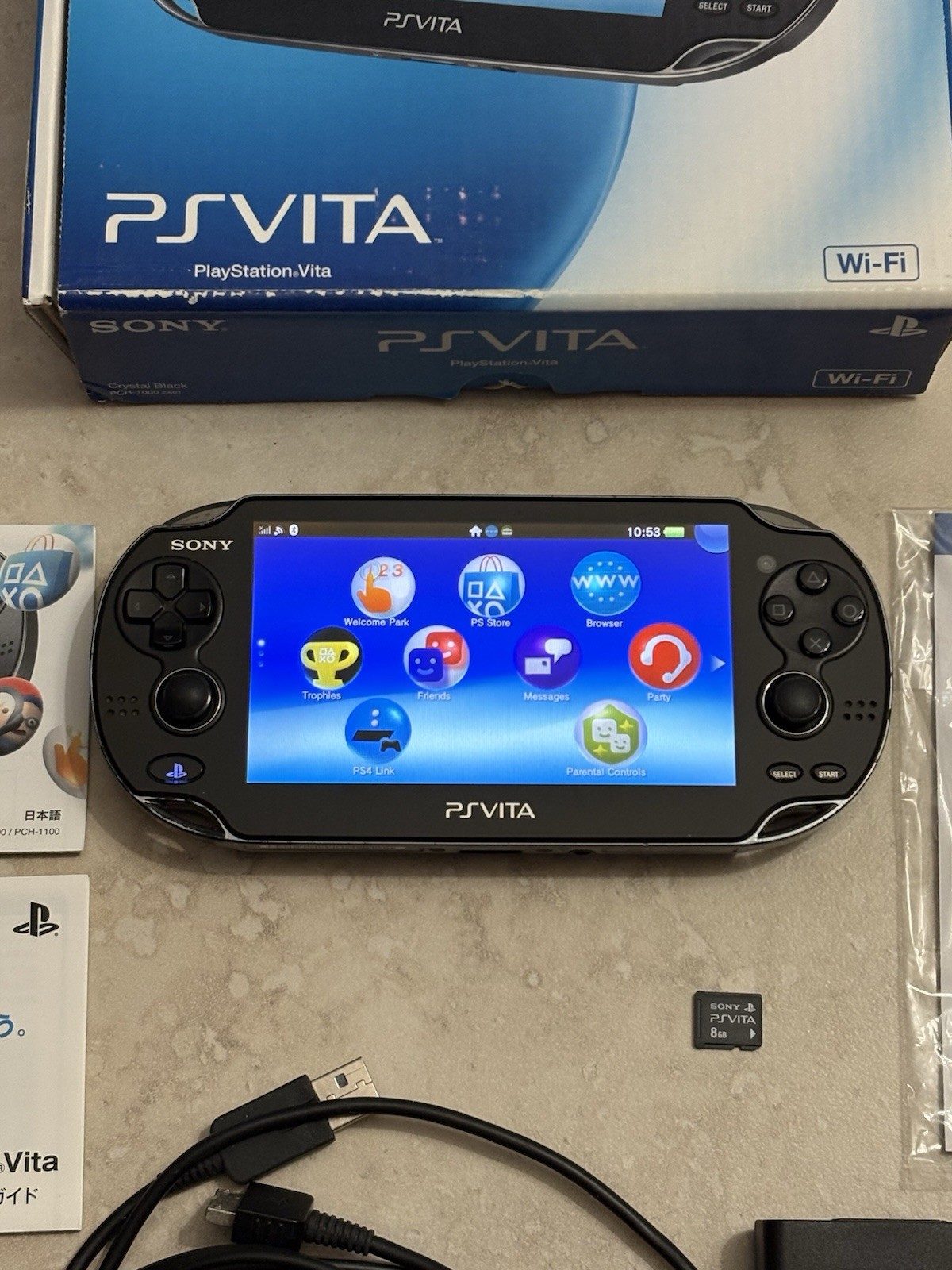 Sony PS Vita PCH-1000 1100 Complete In Box – Black 8GB Very Good Condition