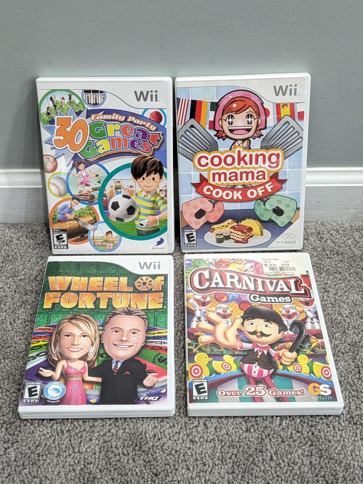 Nintendo Wii RVL-001 GameCube Compatible Console Bundle w 10 Games White TESTED