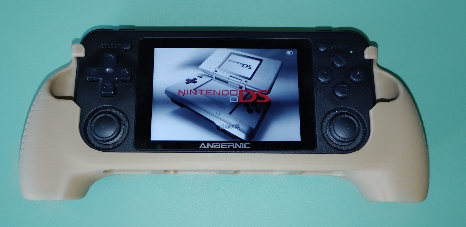 Anbernic Rg351p w/ 3d printed grip, case, and hardshell travel case