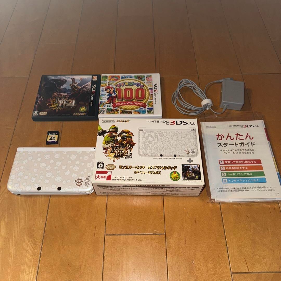 Nintendo 3DS XL LL Monster Hunter 4 Special pack Airou White Console Box