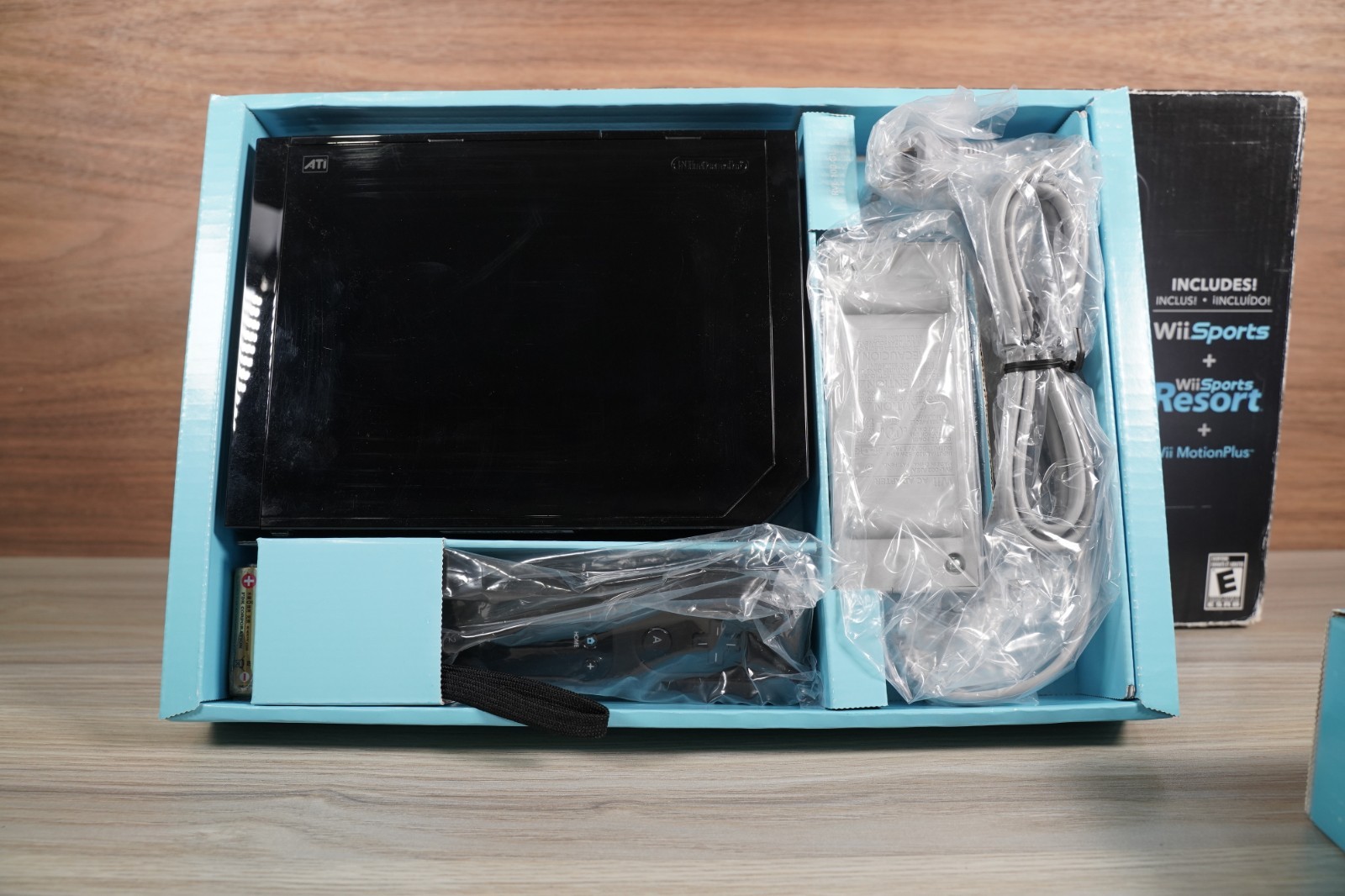 Nintendo Wii Black MotionPlus Bundle System Console Wii Sports / Resort Open Box