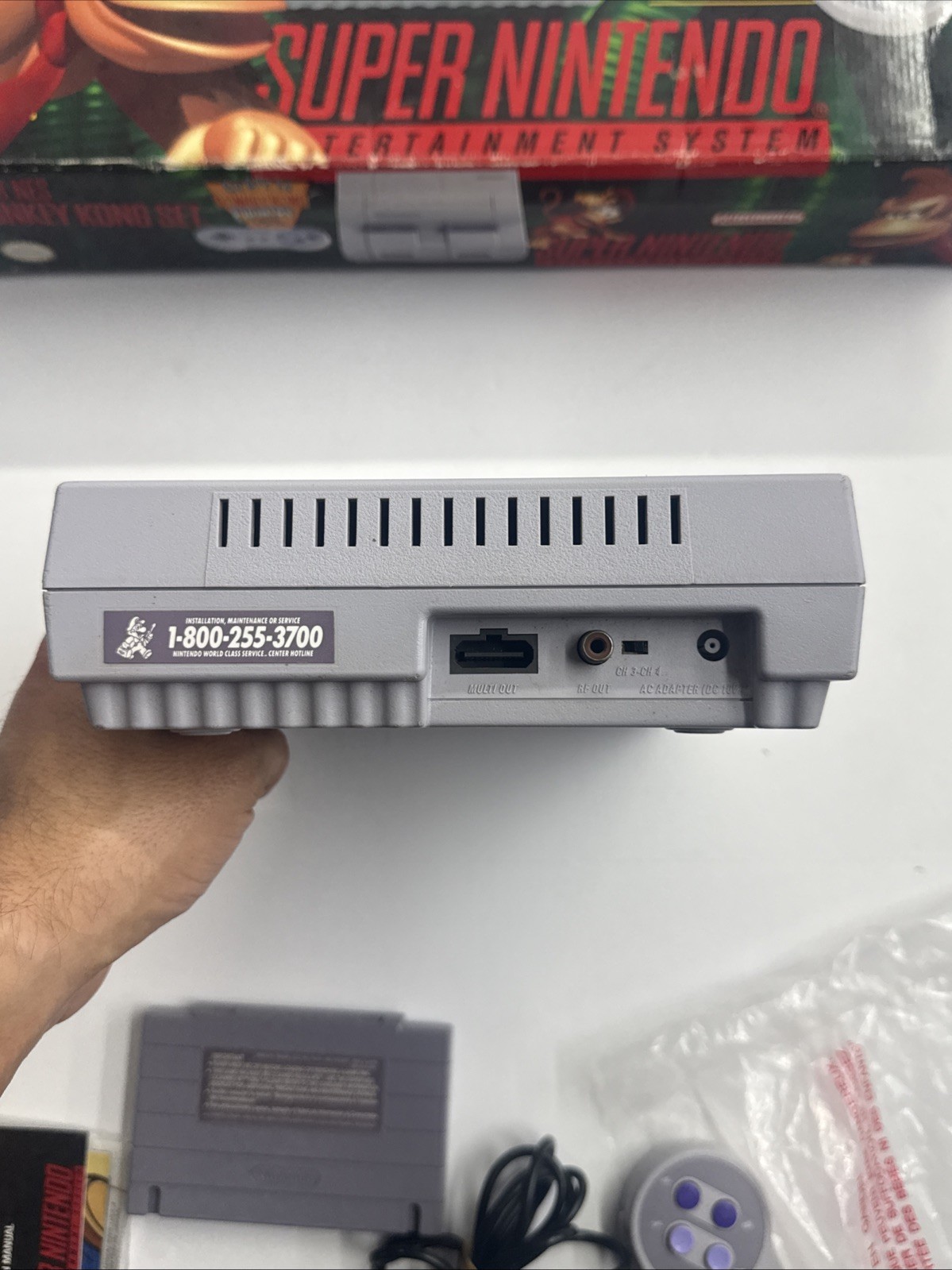SNES – Super Nintendo Donkey Kong Country Set Console Almost Complete In Box