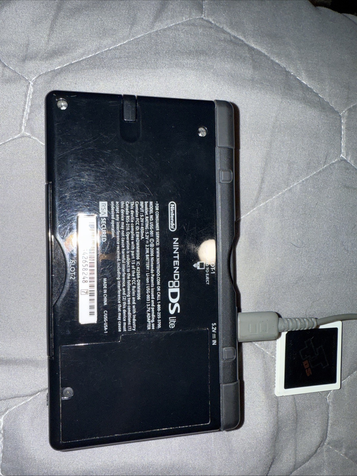 Nintendo DS Lite Working Condition Charging Cord Onyx Black With Dstt Cartridge