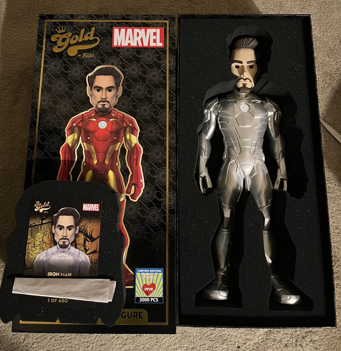 NEW FUNKO Vinyl GOLD 18″ Iron Man + Veve Code Silver Variant LE 650 Marvel 77375