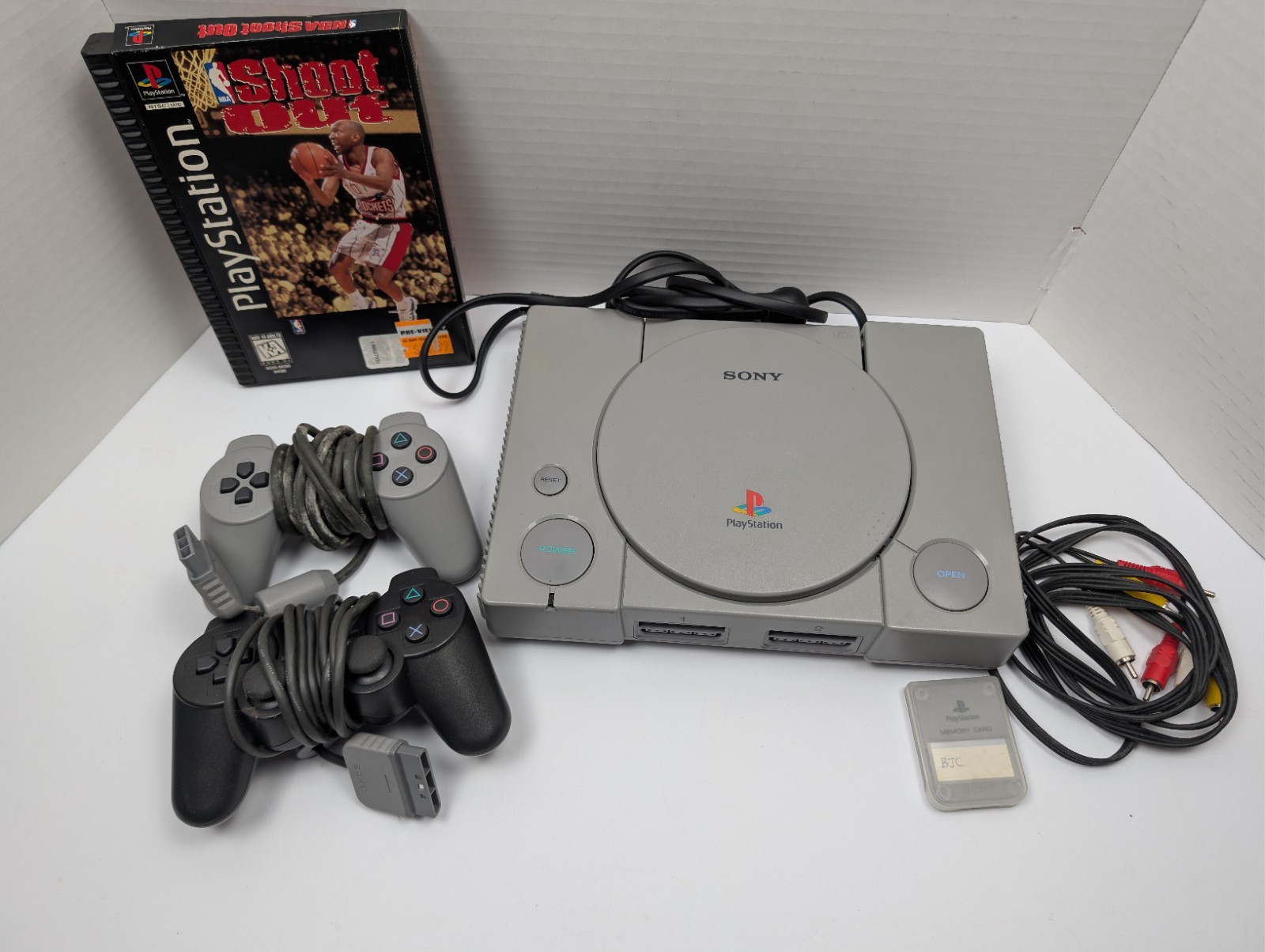 Sony PlayStation PS1 Console Bundle 2 Controllers Memory Card Shoot Out Tested