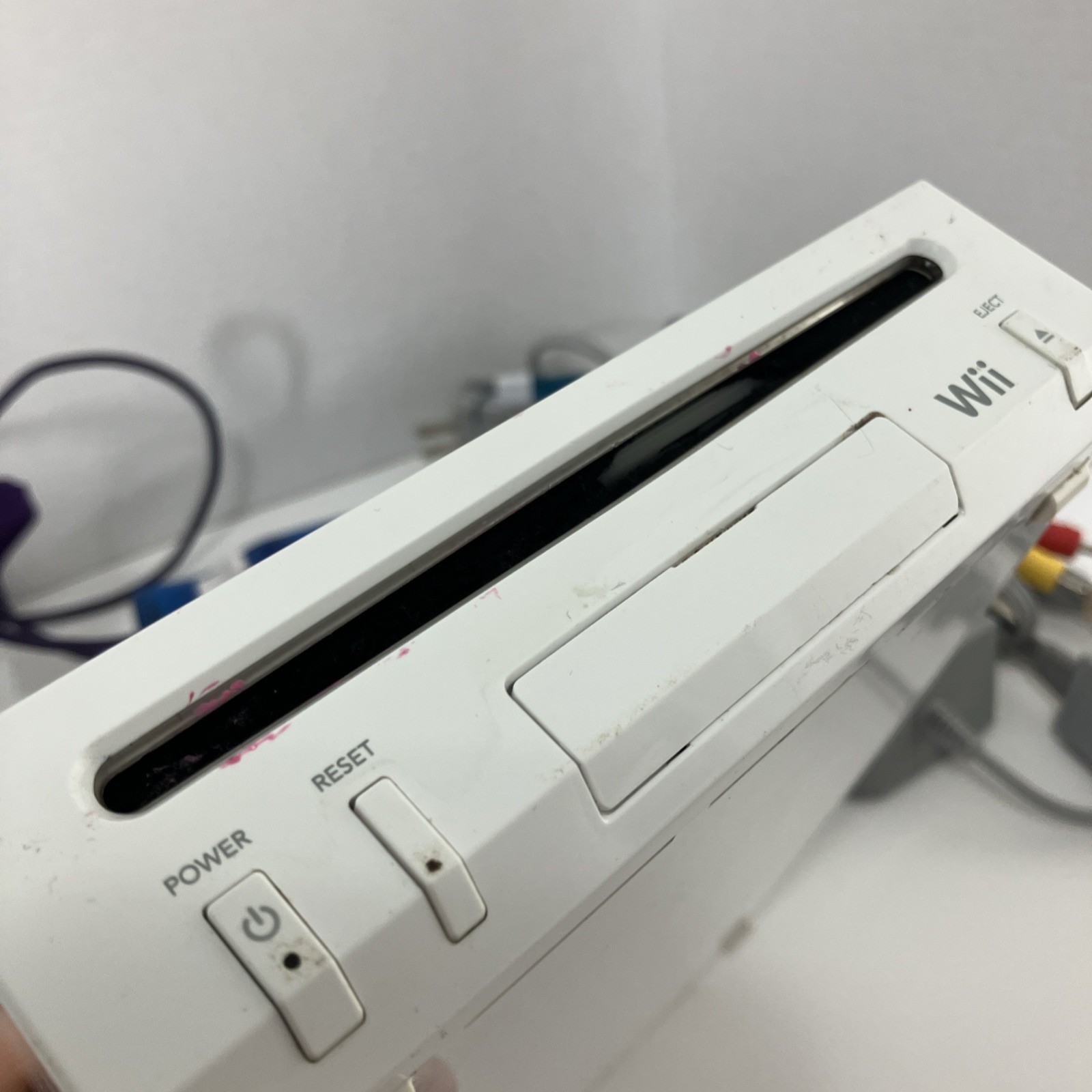 Nintendo Wii Console White RVL-101 Tested Working with Power Adapter Cords