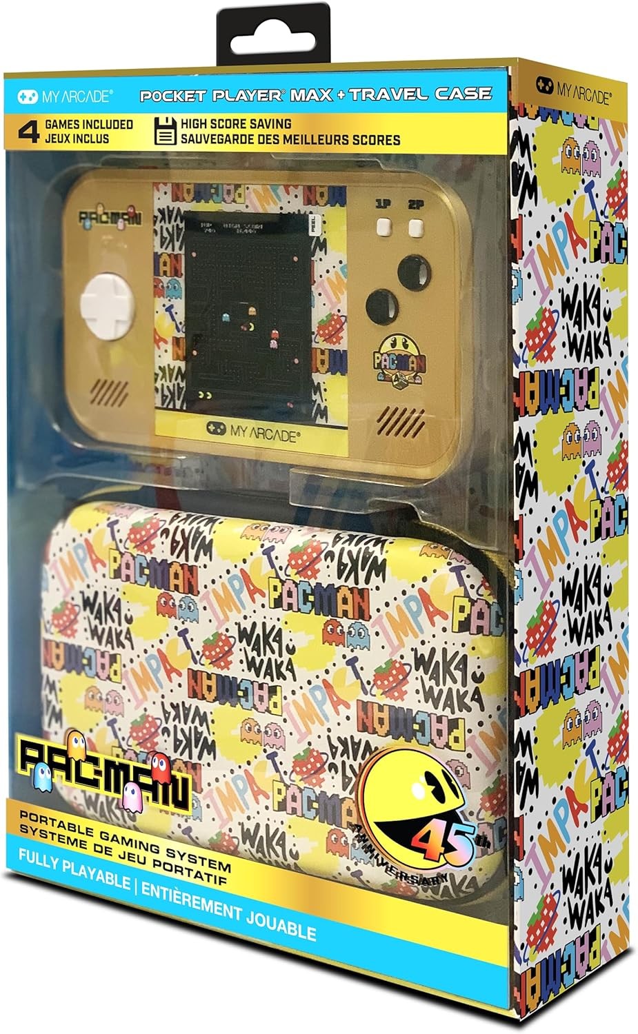 My Arcade Pac-Man Pocket Player Max 45th Anniversary Video Game + Travel Case