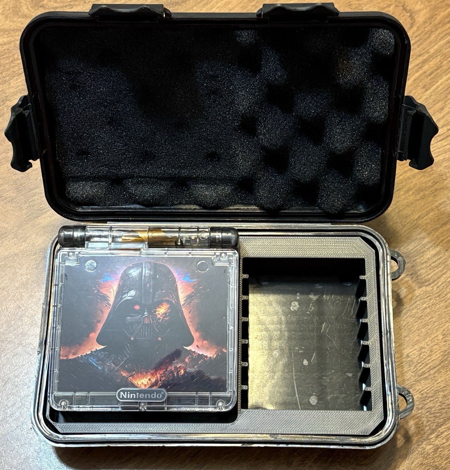 GameBoy Advance SP Custom Darth Vader, IPS Screen, USB-C, LED Lights, Cust Case