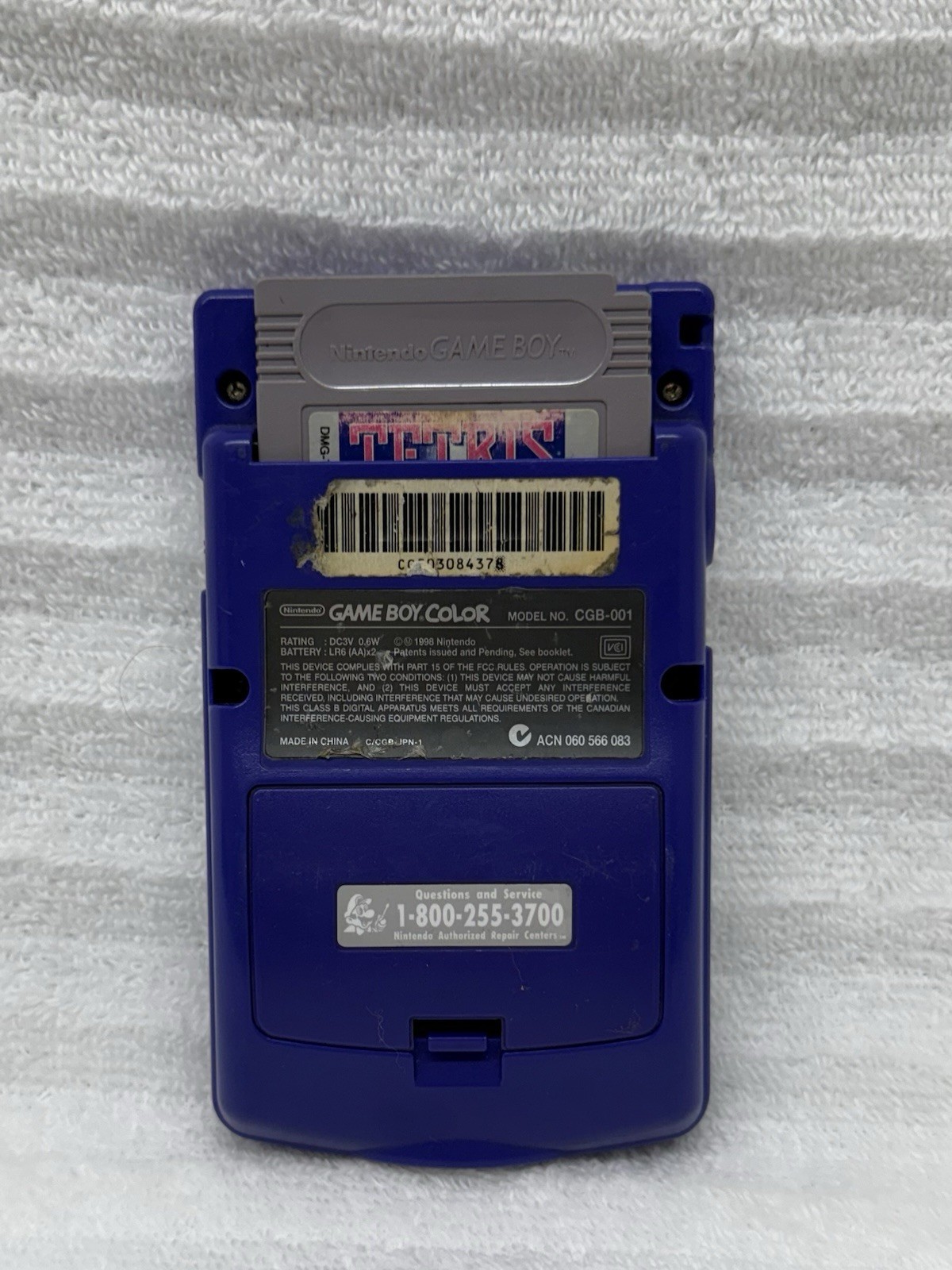 VINTAGE NINTENDO GAME BOY COLOR 1998 GRAPE PURPLE w/ TETRIS