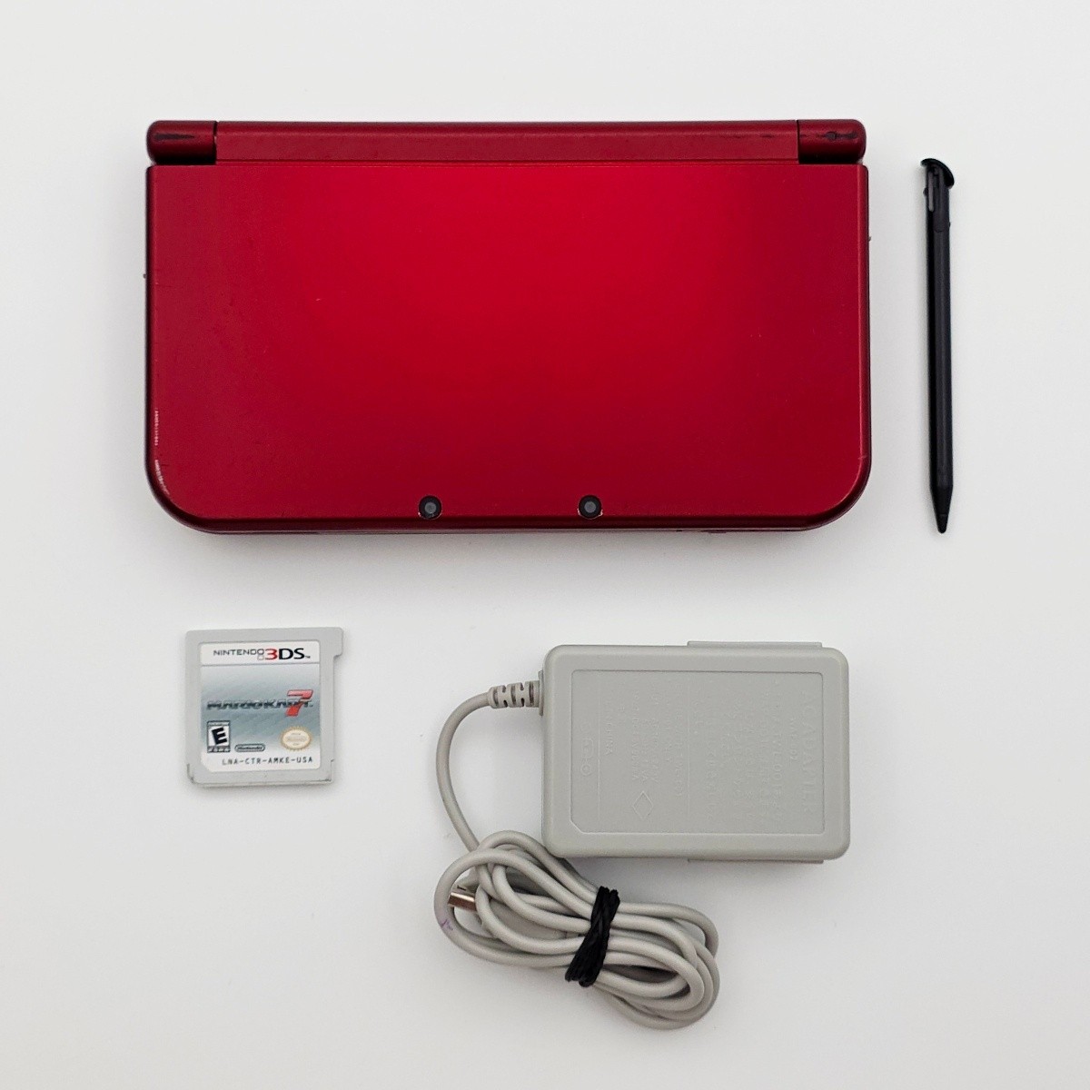 Nintendo New 3DS XL Red Handheld Console with Mario Kart 7 Charger *TOP IPS*