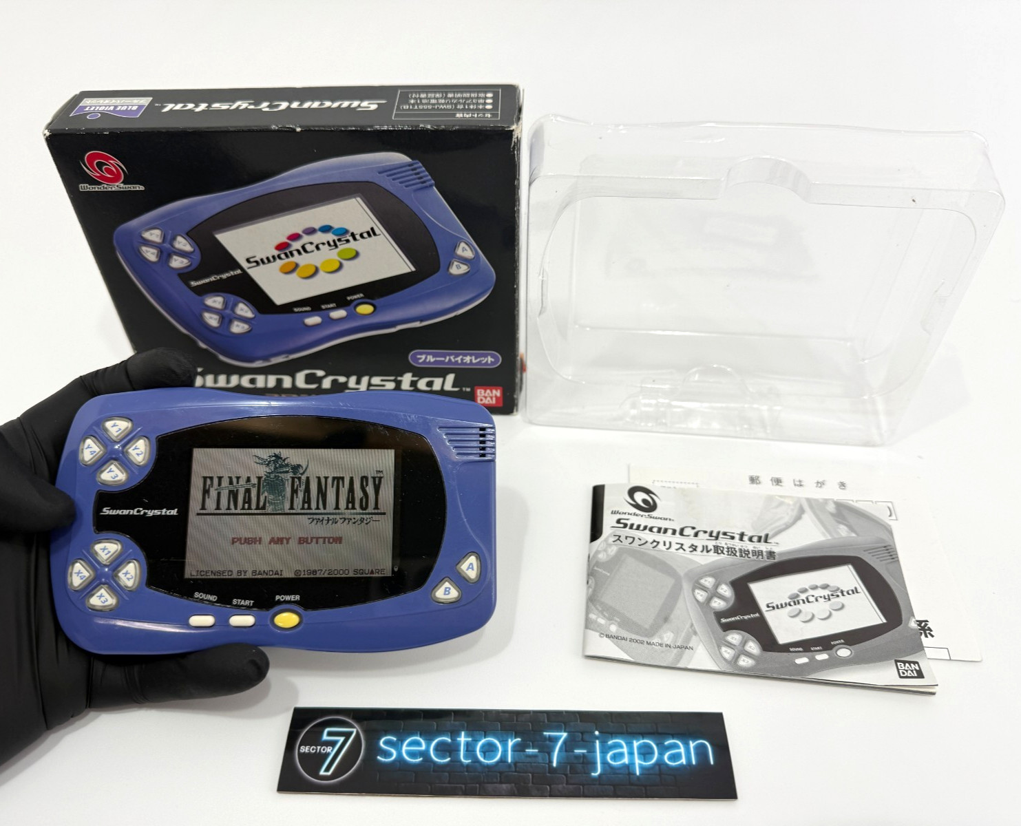 [VGC] Bandai WonderSwan Swan Crystal Blue Violet Console System Boxed VG GoodCon