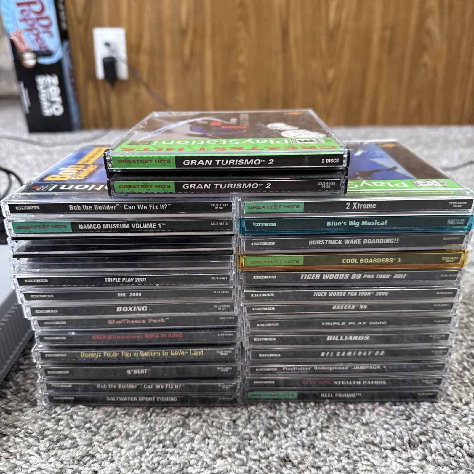 Sony PlayStation 1 SCPH-5501 Console Bundle w/ 2 Controllers, 27 Games