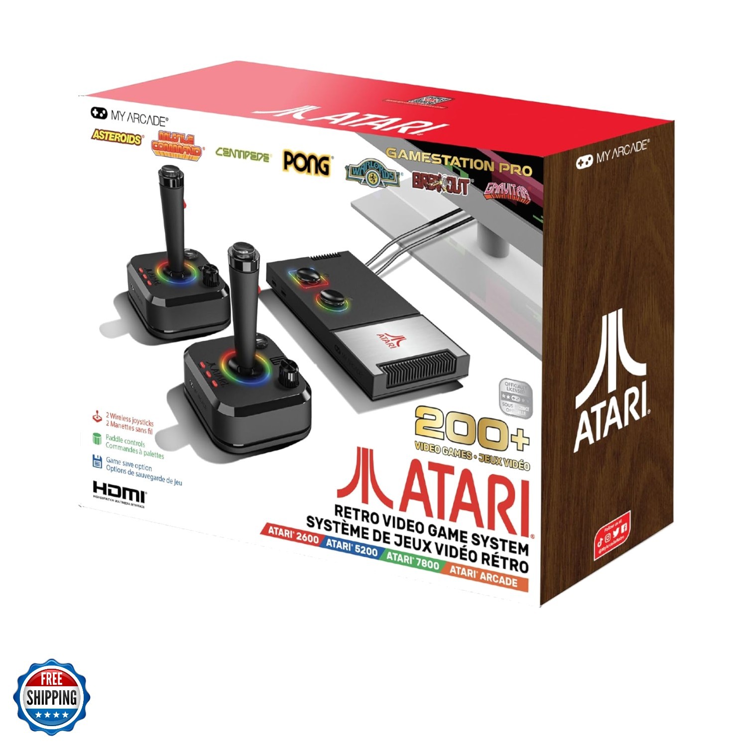 Atari Game Station Pro: Retro Video Game Console with 200+ Games, Wireless Jo…