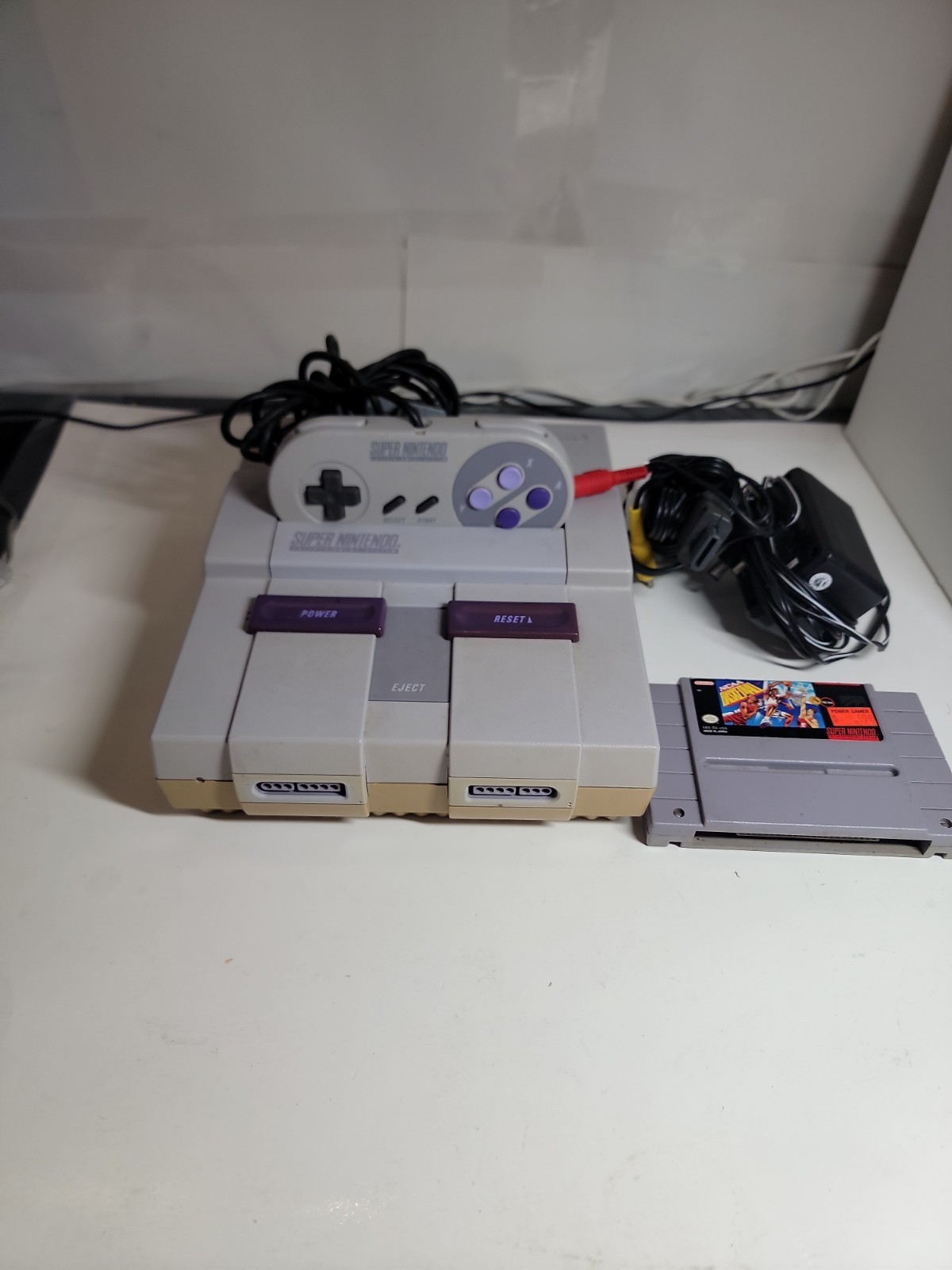Super Nintendo SNES Console + Cables + Controller Bundle Lot *TESTED* Working