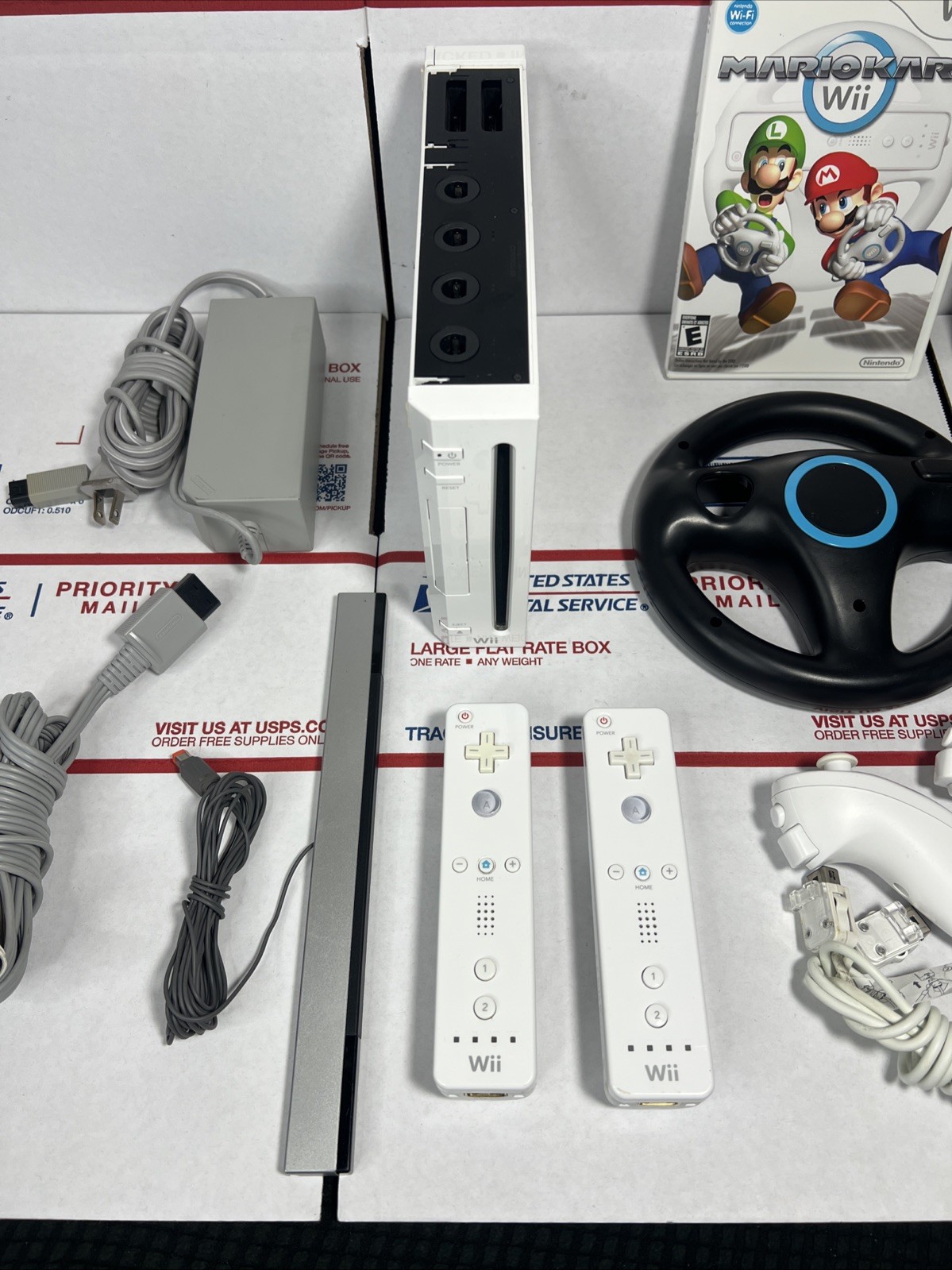 Nintendo Wii Bundle + MARIO KART + PAPER MARIO -+ Wheels – NEXT DAY – WARRANTY