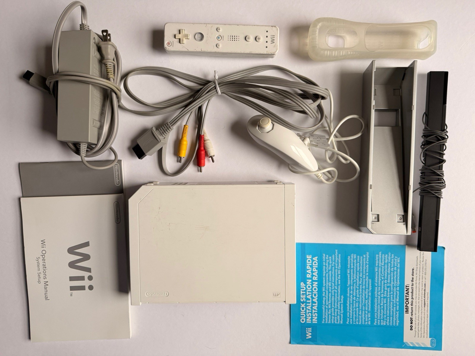 Nintendo Wii Console Lot-Motion Plus Controller/Power Supply/AV Cable/Sensor/Etc