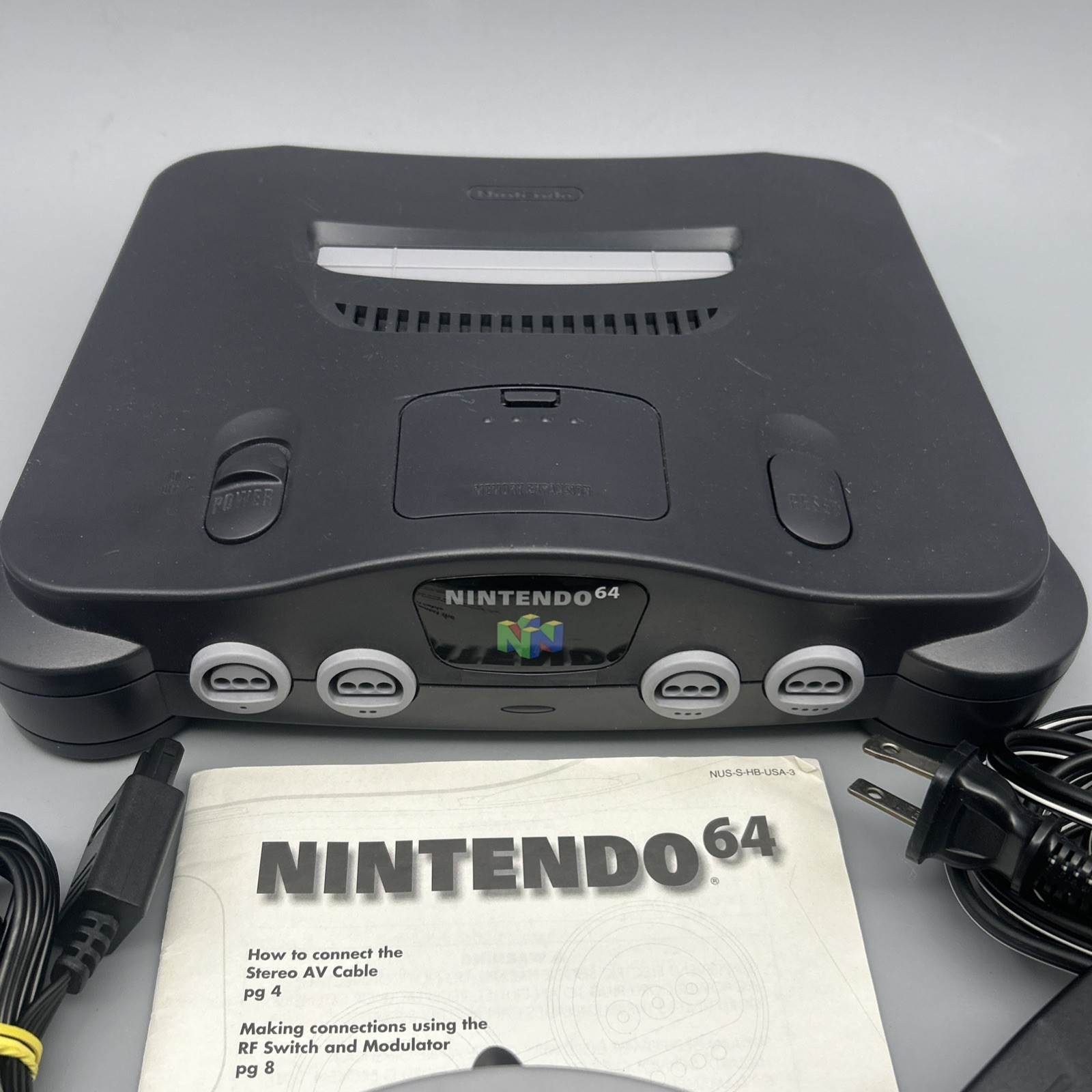 Nintendo 64 N64 System Console Gray Official Controller, Cables – Tested