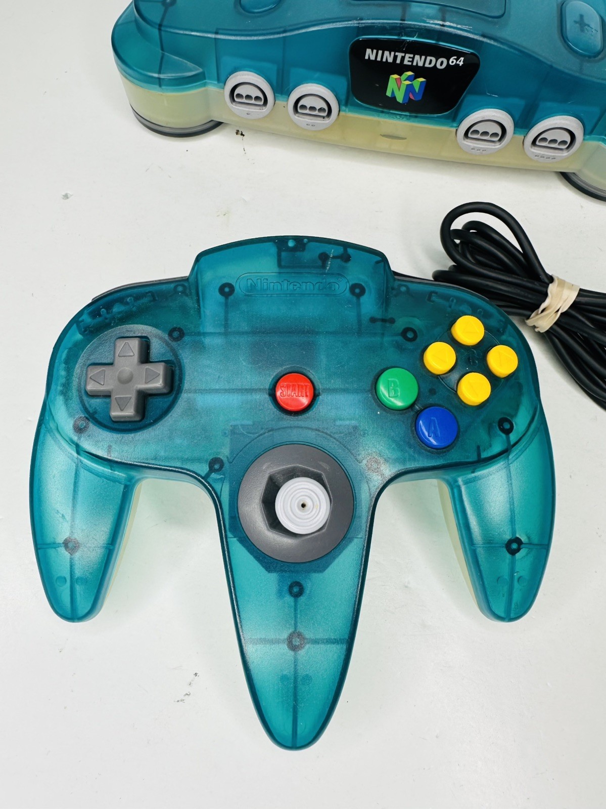 Vintage Nintendo 64 Clear Blue Console N64 Original Controller Cables