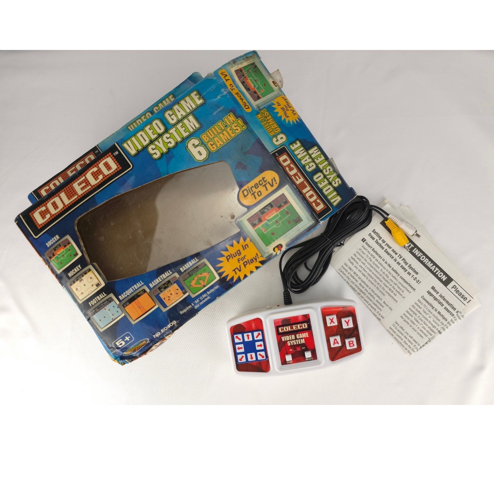 Vintage Coleco Video Game System 6 Built In Games Plug In For TV Play Kids Toy