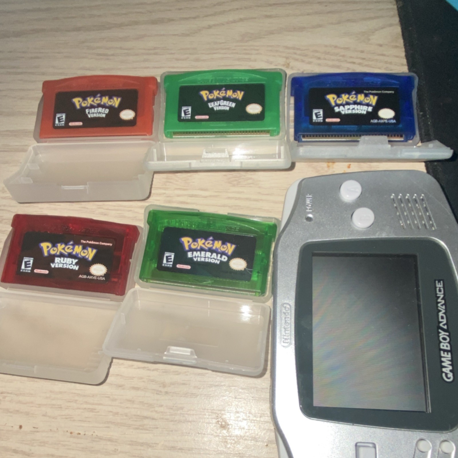 Nintendo Game Boy Advance Silver with Pokémon Ruby, LeafGreen, Sapphire, Emerald