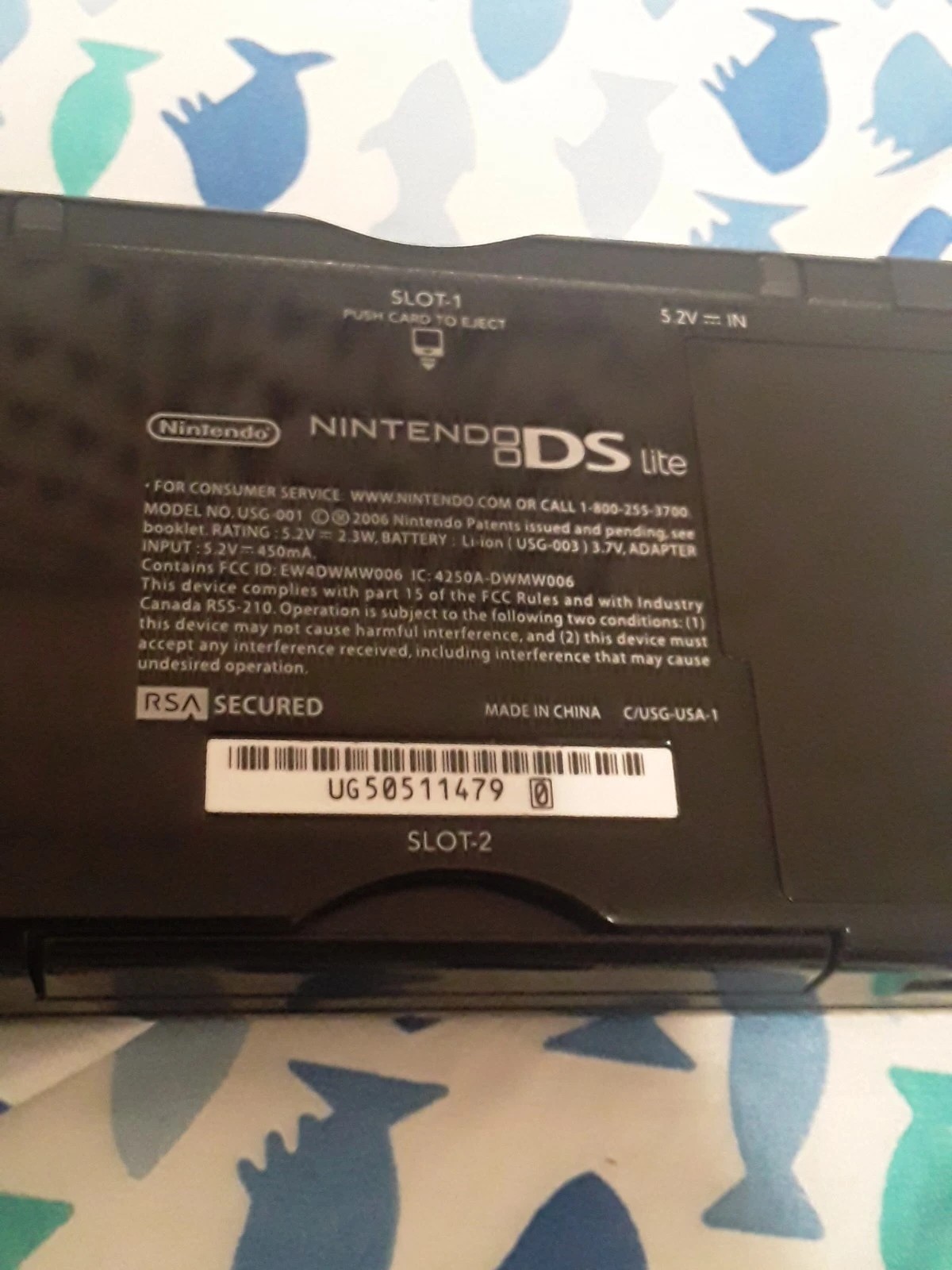 Nintendo DS Lite Game Console Only Black No Charger No Stylus
