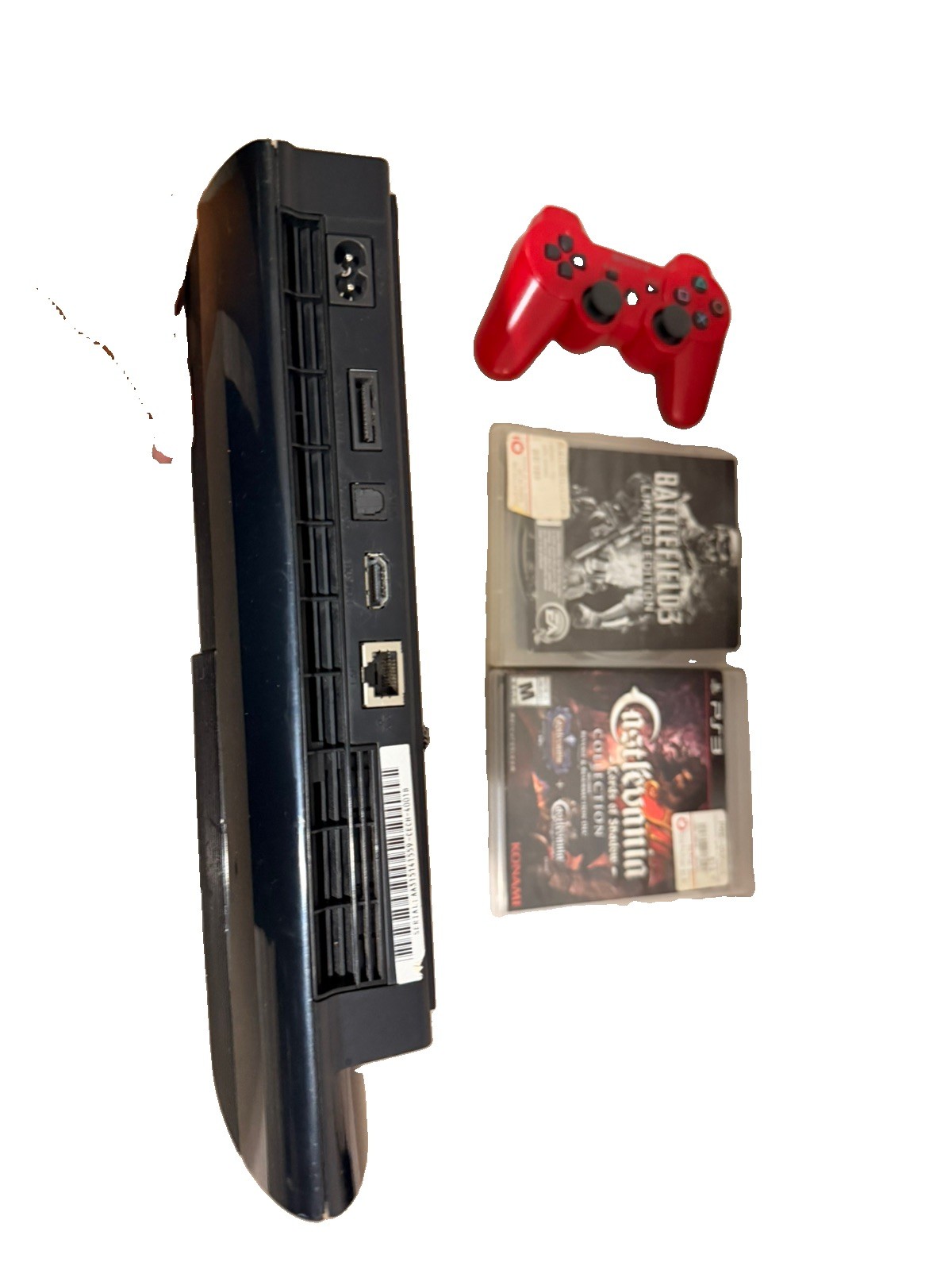 Sony PS3 Super Slim Console 2 Games Red Controller Fully Functional Read