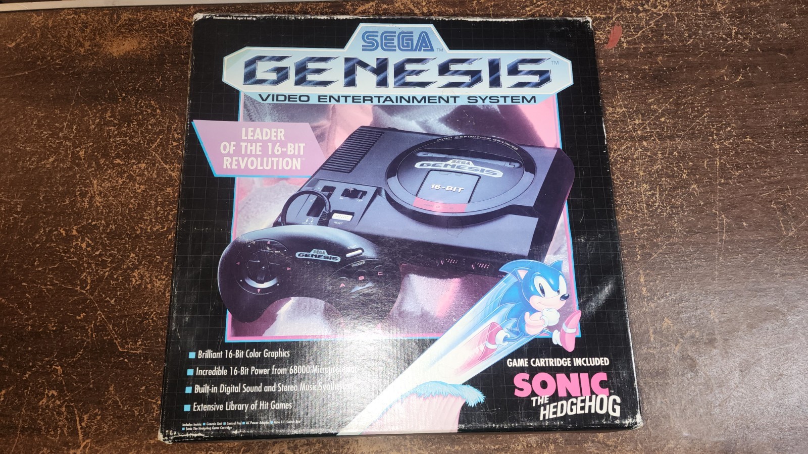 1991 Sega Genesis #1601 Console With Box, With Not For Resale Sonic The Hedgehog