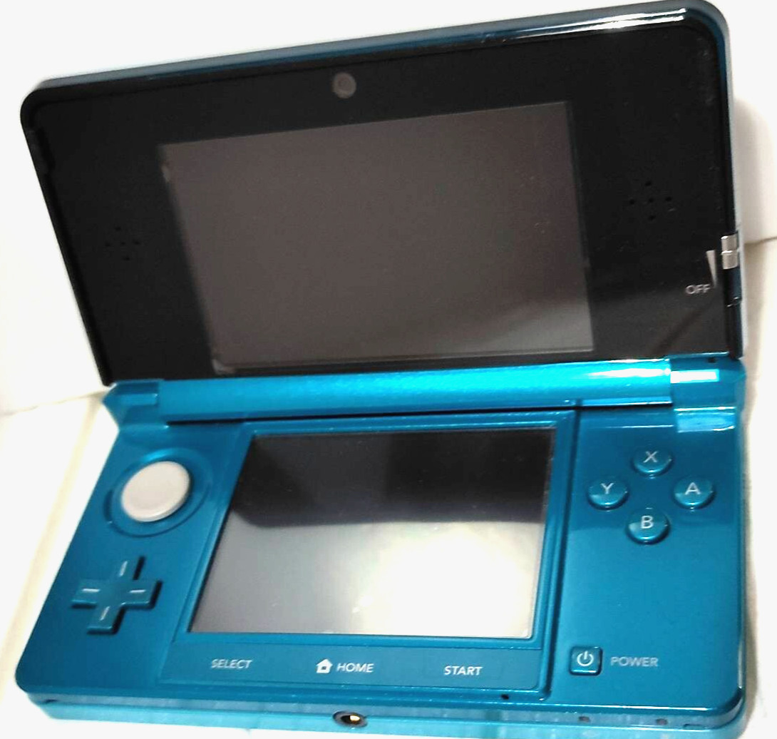 TESTED Nintendo 3DS Aqua Blue System + AC Adapter, Stylus, Games Lot JAPAN