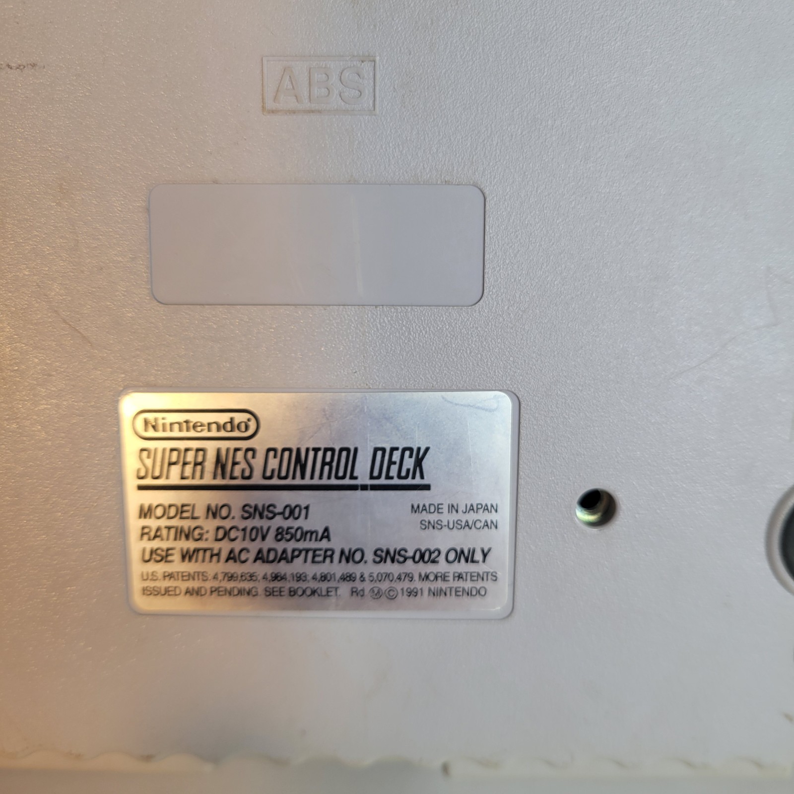Super Nintendo SNES Console Only AS IS Parts or Repair-No Eject Button-SNES-001