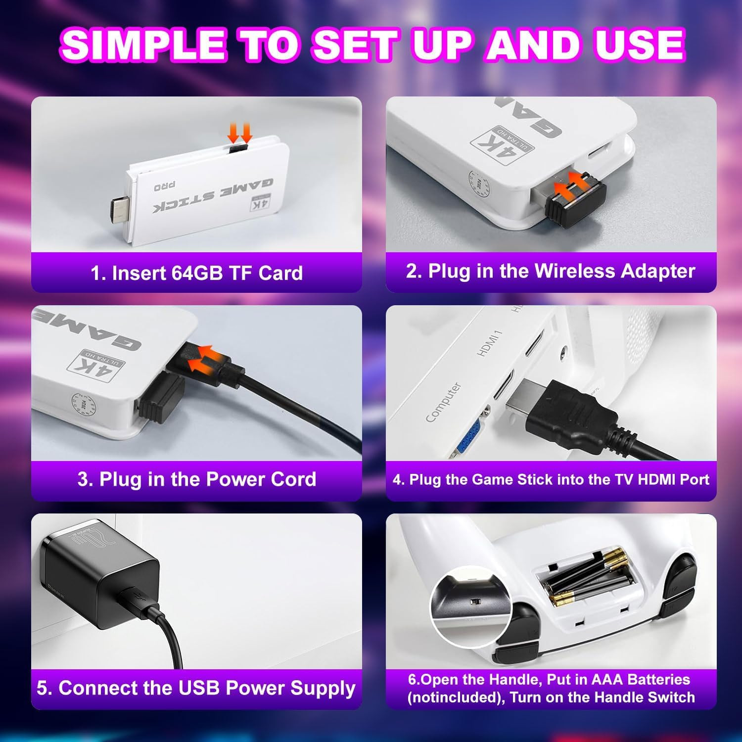 Retro Gaming Console, Game Stick,4K HDMI Output, 40,000+ Games and 23 Emulators,