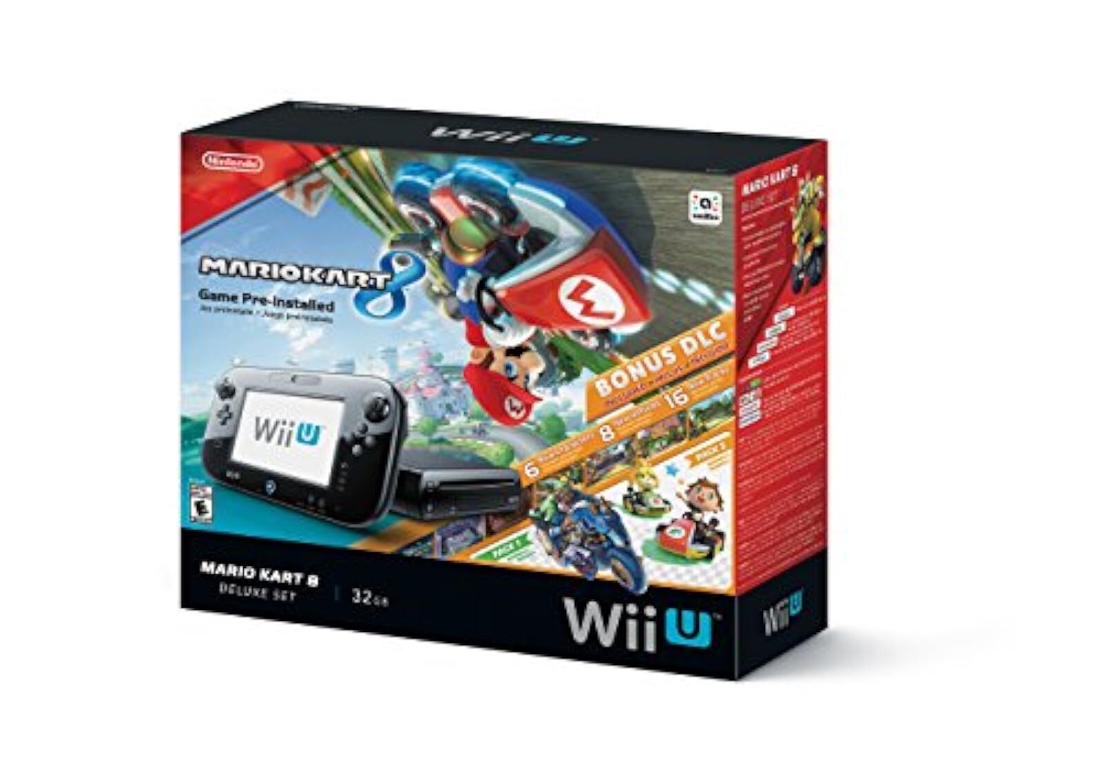 Nintendo Wii U 32GB Mario Kart 8 Pre-Installed Deluxe Bundle Console Black Video