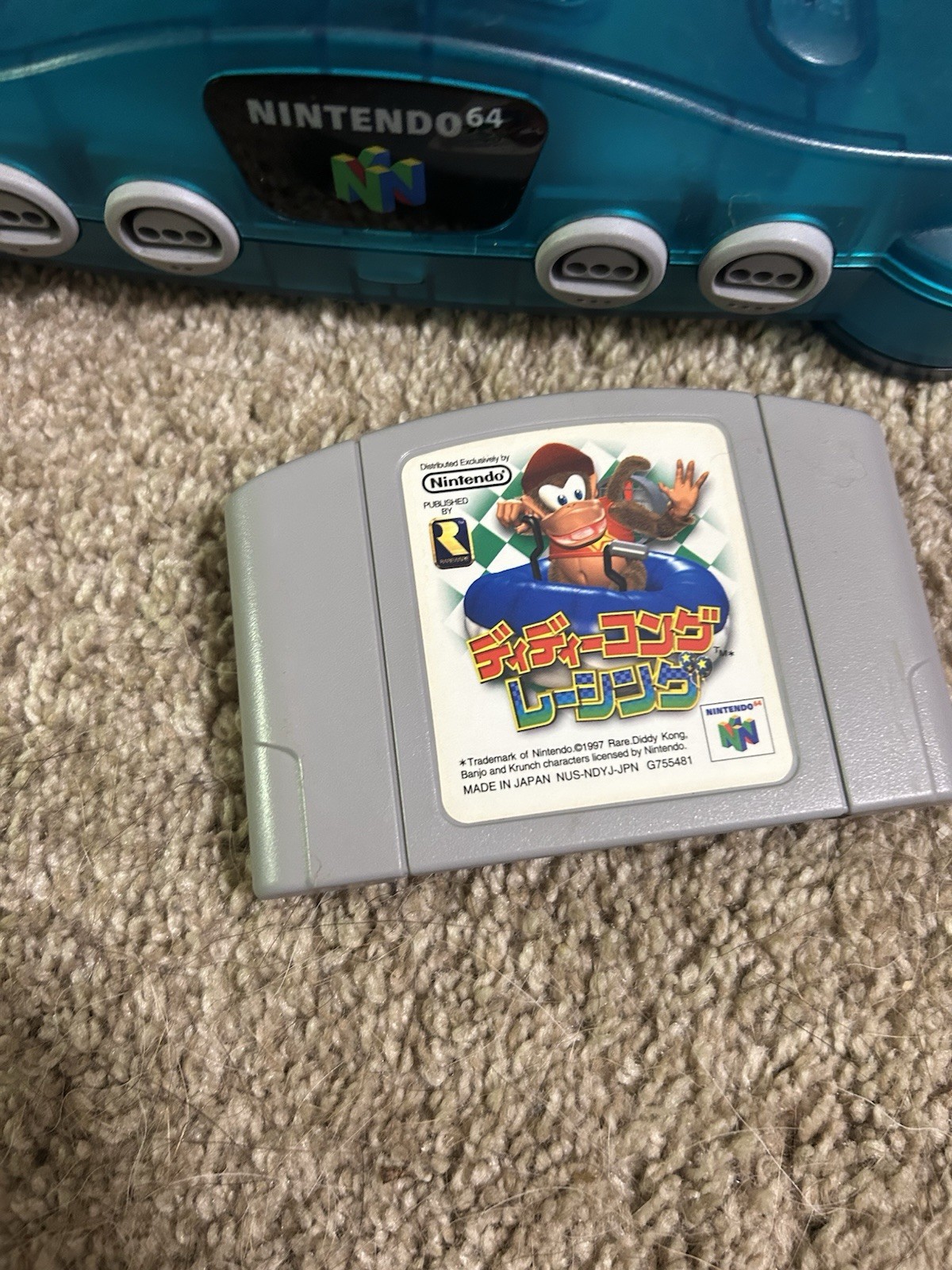 Region Free Nintendo 64 Blue Console w/ 2 Controllers, Expansion Pack ,and Game