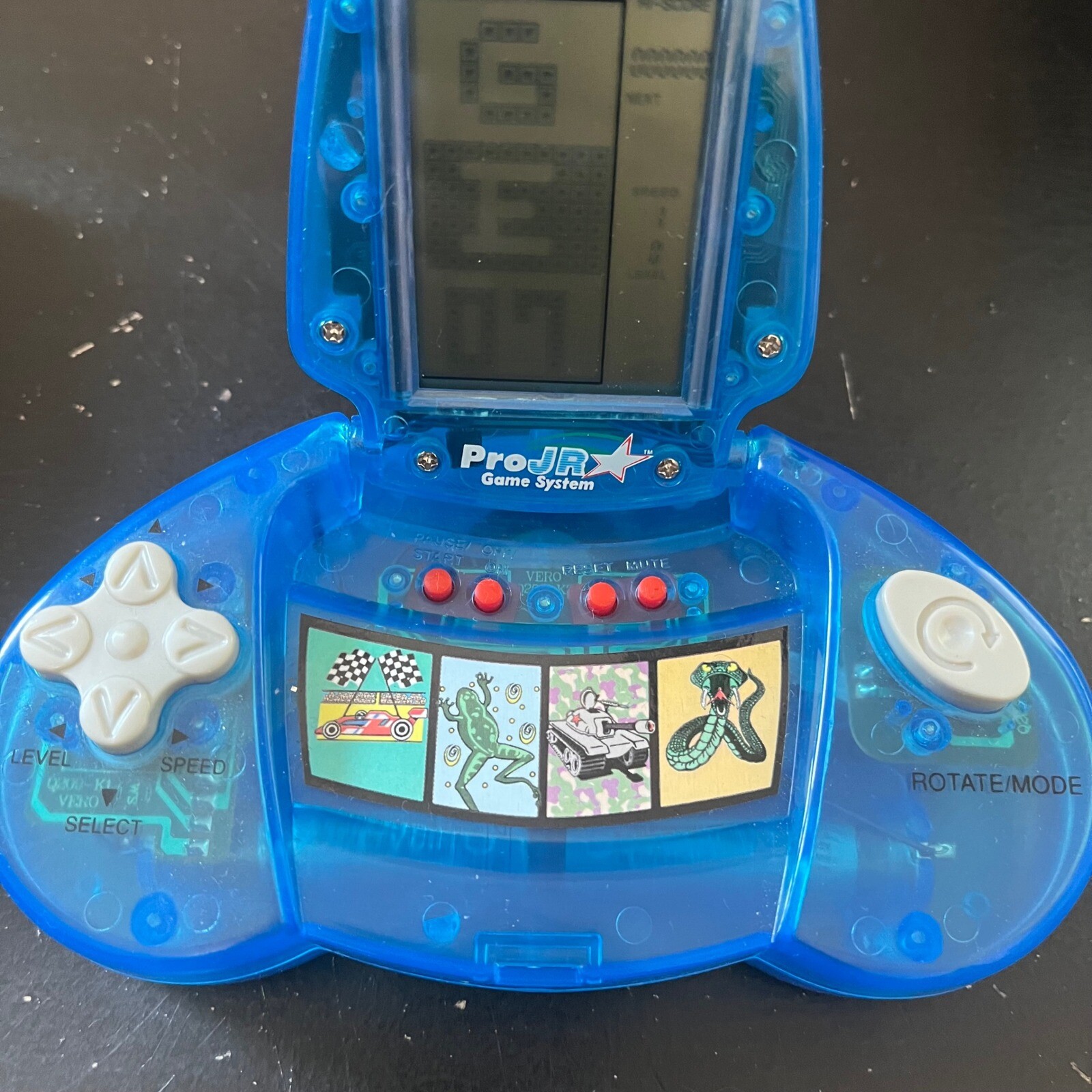 TESTED! WORKING! Vintage PRO JR Clear Blue Handheld Multi Game Systems
