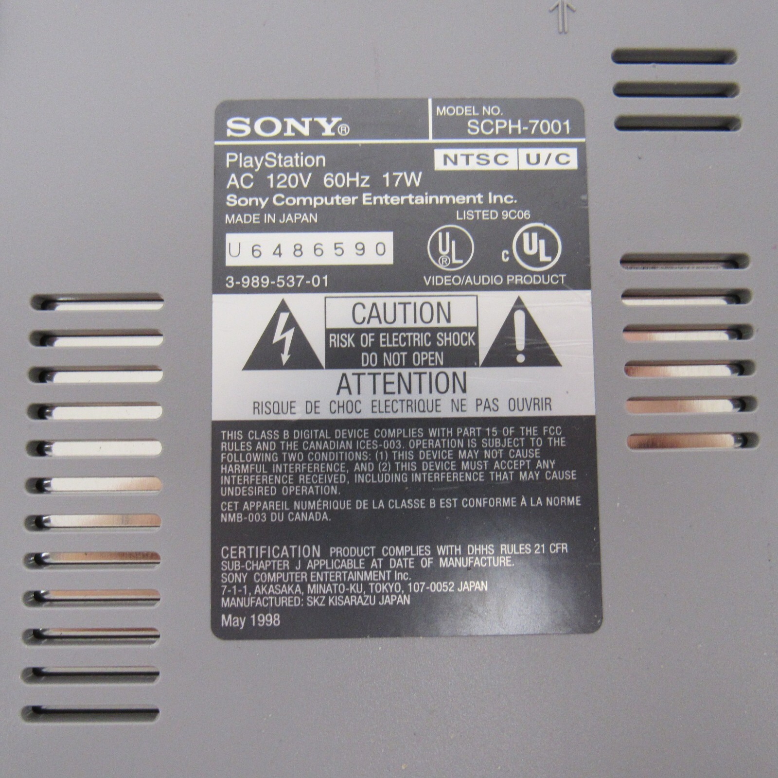 Sony PlayStation 1 PS1 Console Gray SCPH-7001 – For Parts/Repair As-is