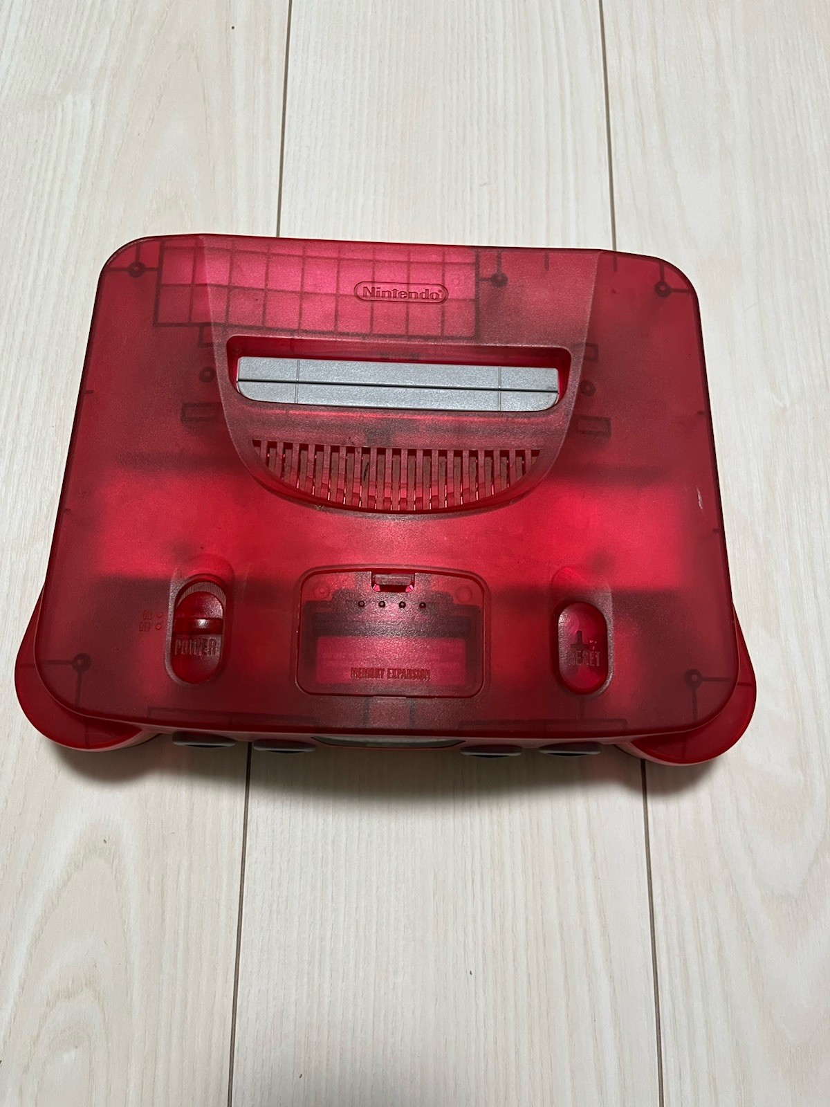 【TESTED】Nintendo 64 N64 Console Water Melon Clear Red + Controller × 2 + Game