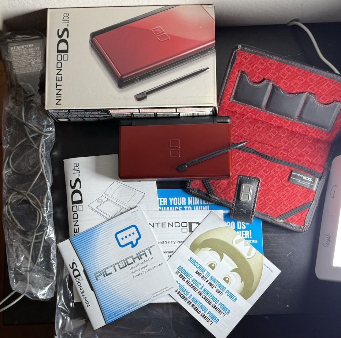 Nintendo DS Lite Handheld System Crimson Red Black Complete in Original Box CIB