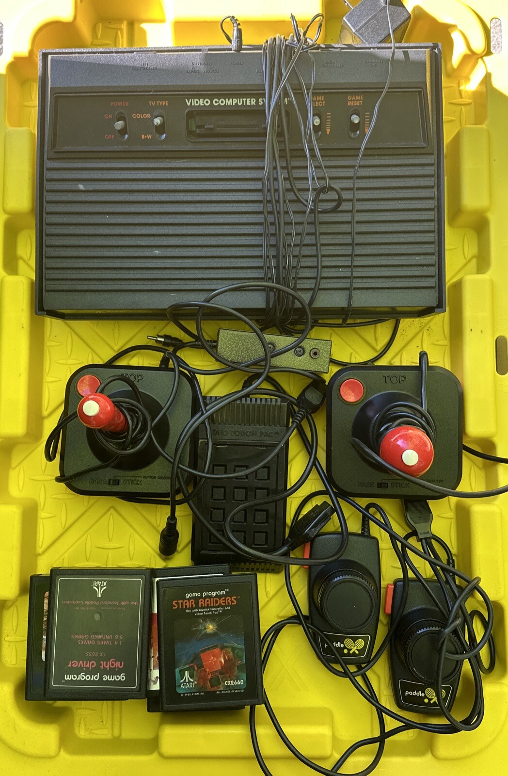 Vintage Atari 2600 System controllers paddles joysticks Games untested