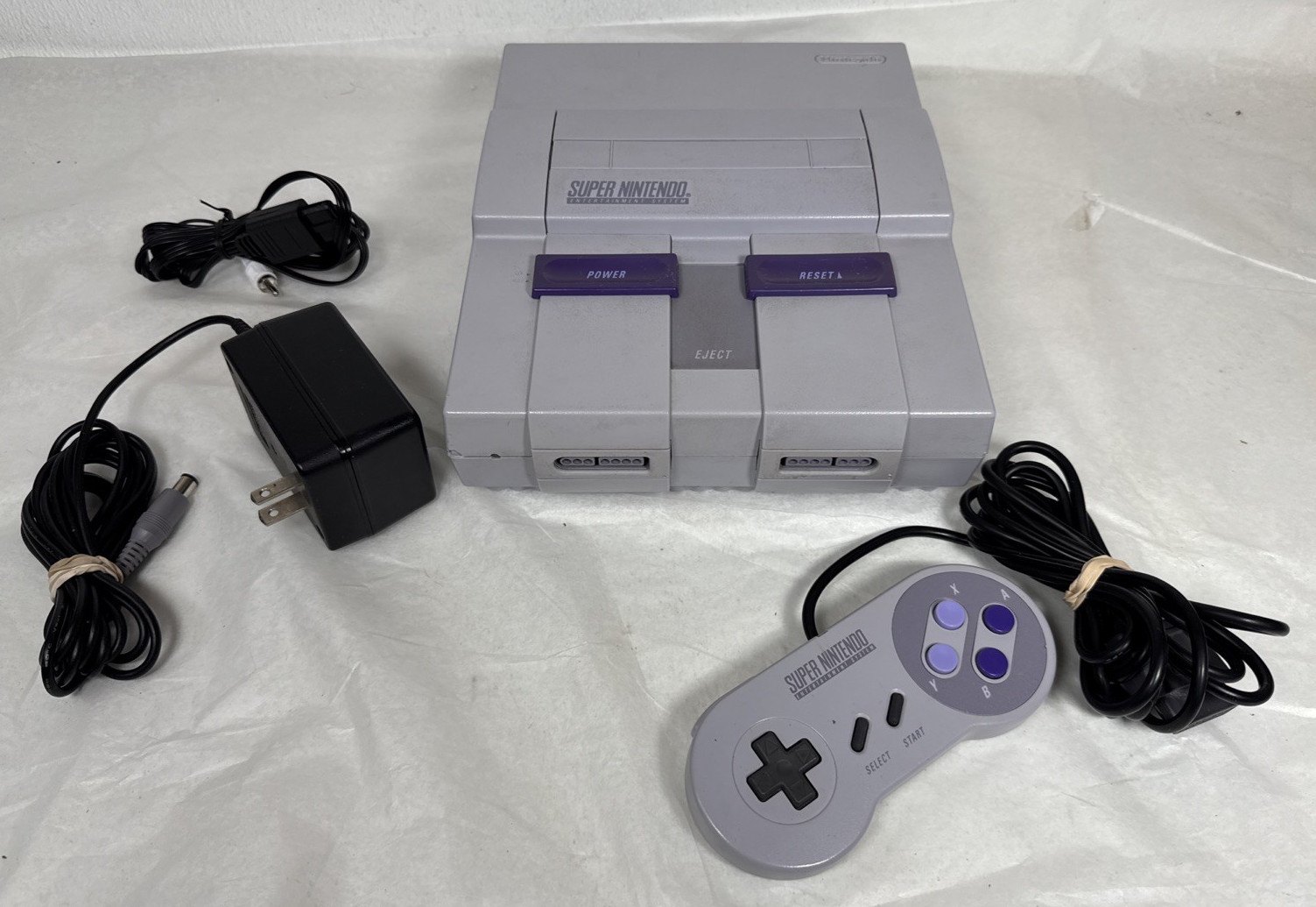 Super Nintendo SNES Console SNS-001 Bundle OEM Controlller W/ Cables – Tested