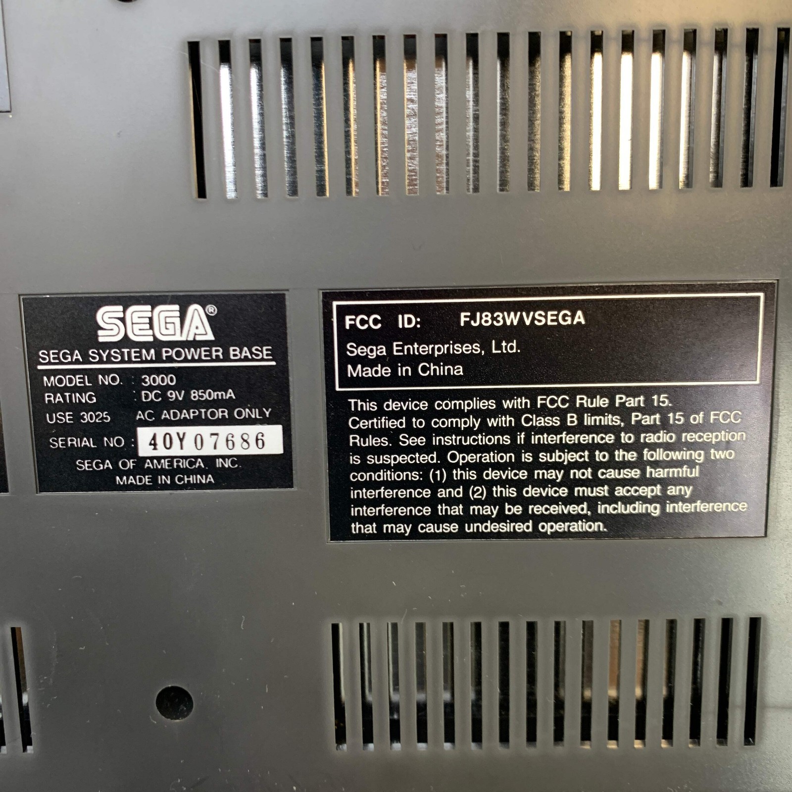 Sega Master System Console Gaming System Black 3000