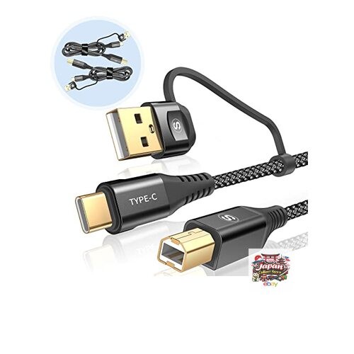 NEW 2-in-1 Printer Cable 2M USB 2.0 Cable Type A/Type C Male to Type B Male USB
